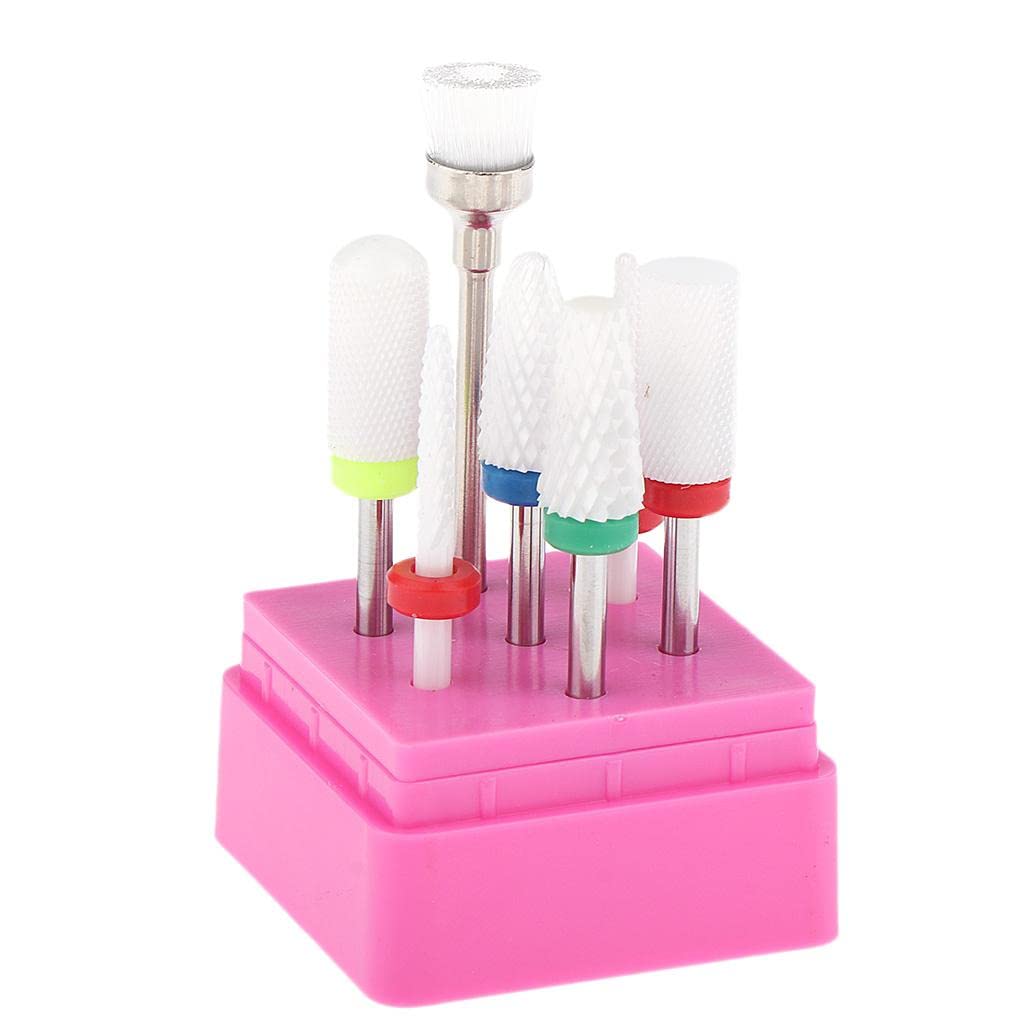 Barenx 7x Ceramic Nail Drill Bit Set - Coarse Grinding Barrel Head for Electric Nail Drills with Display Stand | Professional Manicure & Pedicure Tools for Salon & Home Use