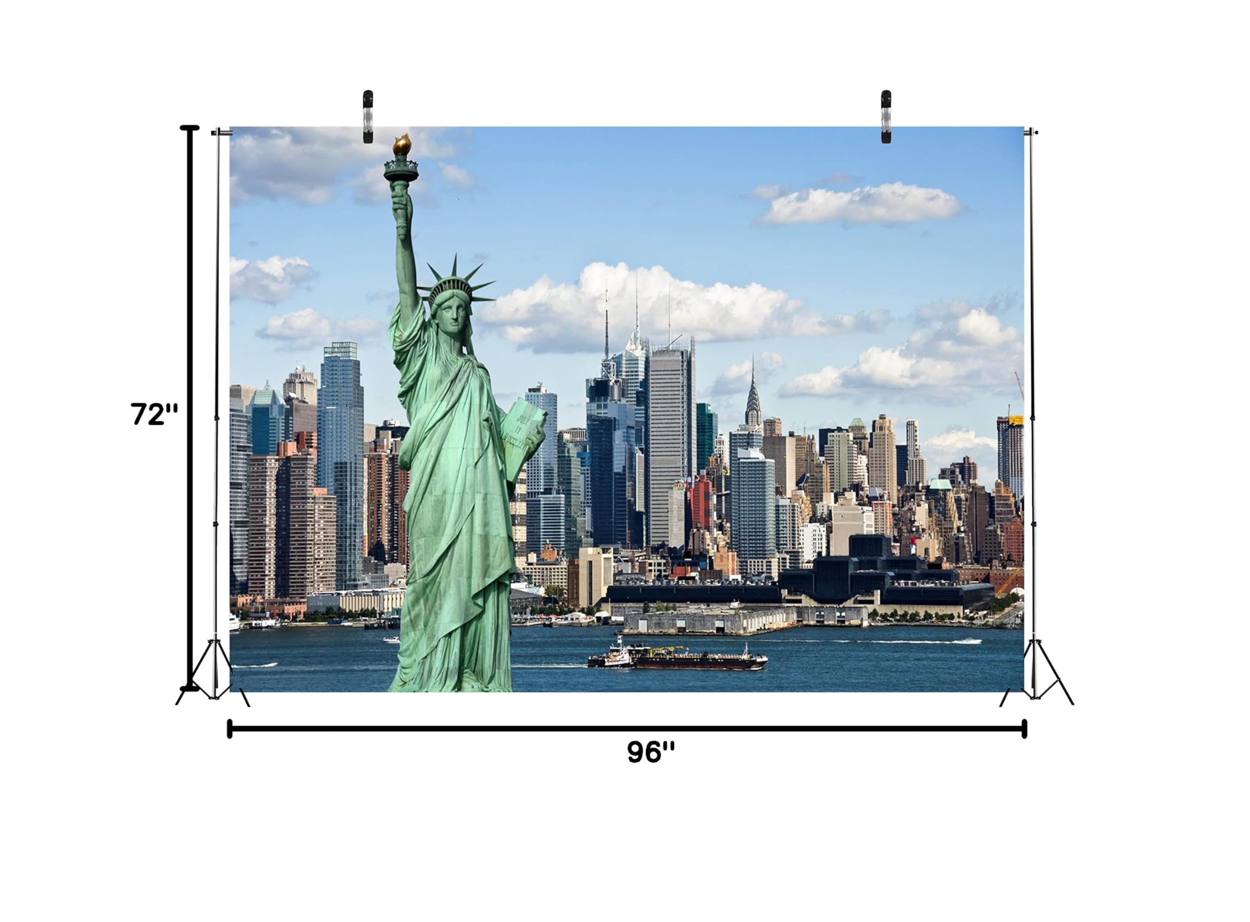 8x6ft Statue of Liberty Fabric Backdrop - New York City Skyline Photography Background for Independence Day, Patriotic Party Decor, Photo Booth Banner, Kids & Adults Room Decoration | Perfect for 4th of July Celebrations, Birthday Parties, and Themed Events
