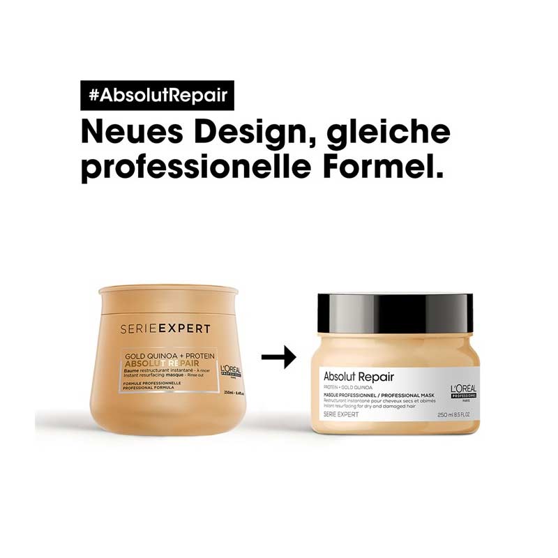 L'Oréal Professionnel Absolut Repair Hair Mask - Deep Conditioning Treatment for Damaged Hair - Salon-Quality Repair at Home - Perfect for Color-Treated, Bleached or Chemically Damaged Hair