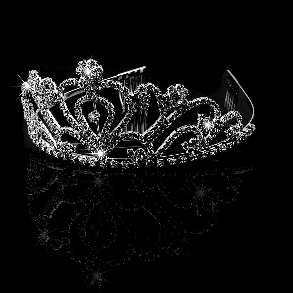 Silver Crystal Tiara Crown Headband for Women & Girls - Elegant Bridal Wedding Prom Birthday Party Hair Accessories | Perfect for Princess-Themed Events, Pageants, and Special Occasions