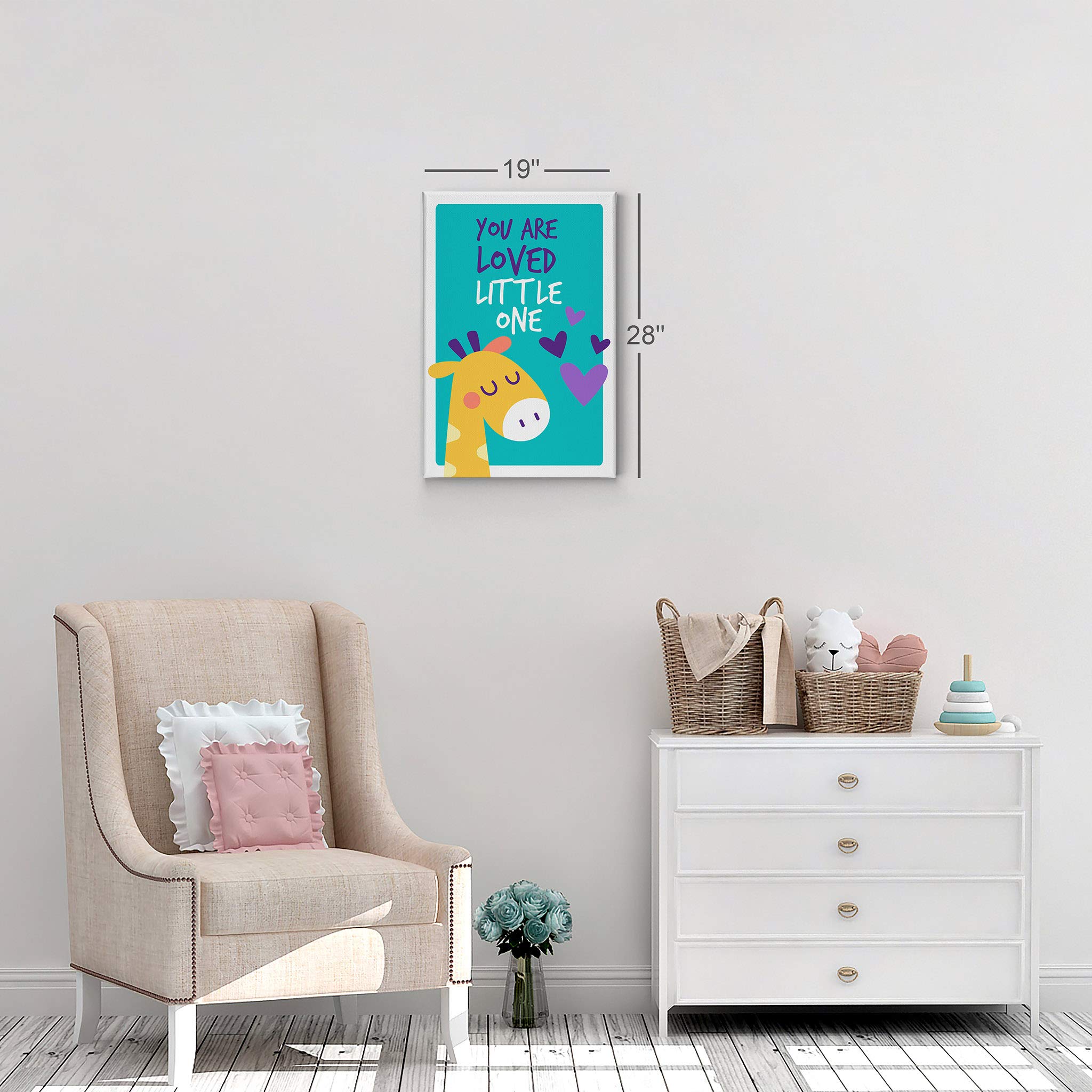 You Are Loved Little One Quote Canvas Wall Art - Blue Background Nursery Decor, Kids Room Decor, Baby Room Decor - Ready to Hang 22x15 Inch - Made in USA | Perfect for Nursery, Bedroom & Gift