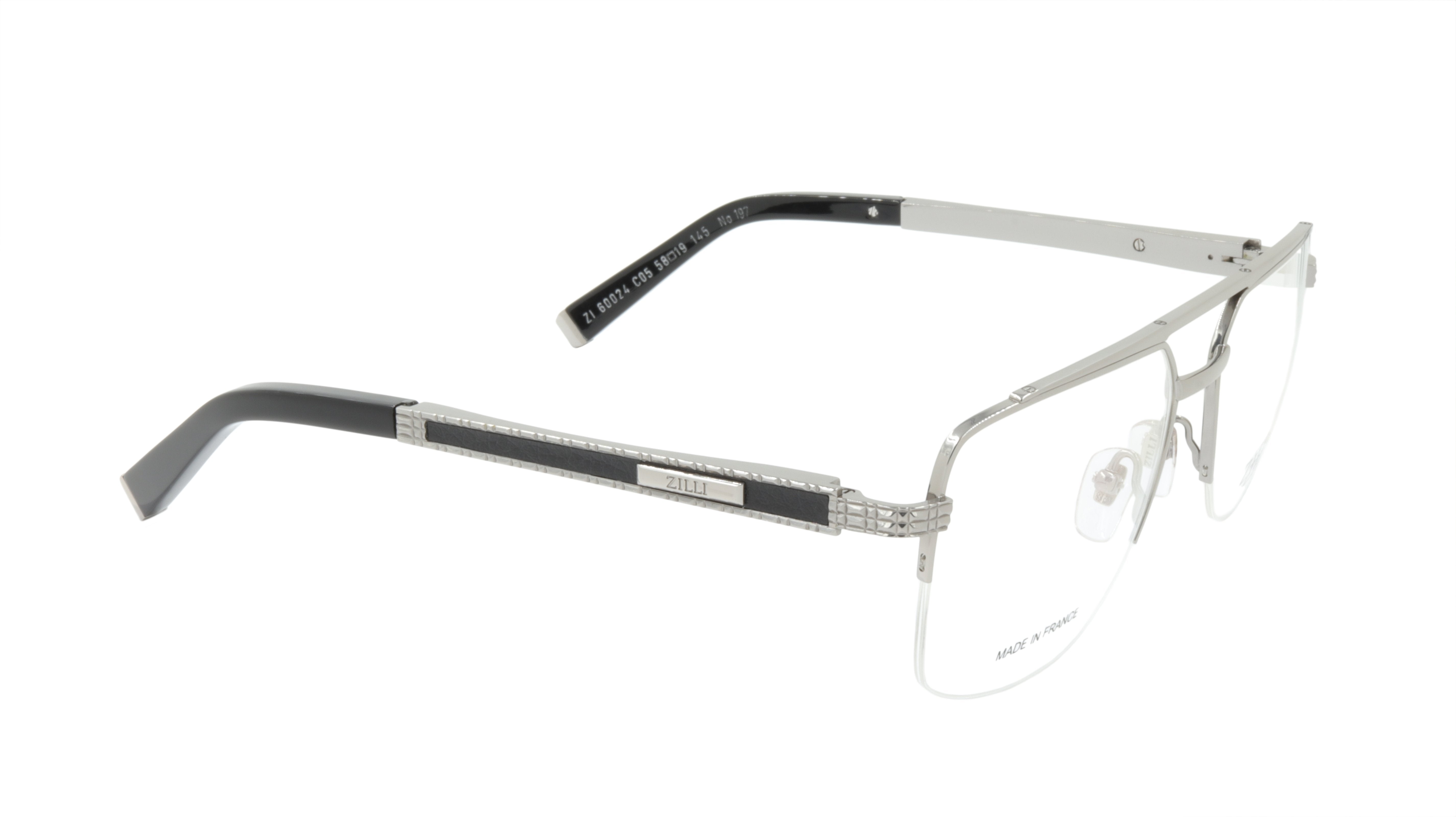 Premium ZILLI Eyeglasses Frame - Titanium & Acetate Leather Blend - Handcrafted in France (Model ZI 60024 C05) - Ideal for Business, Reading & Fashion Accessories