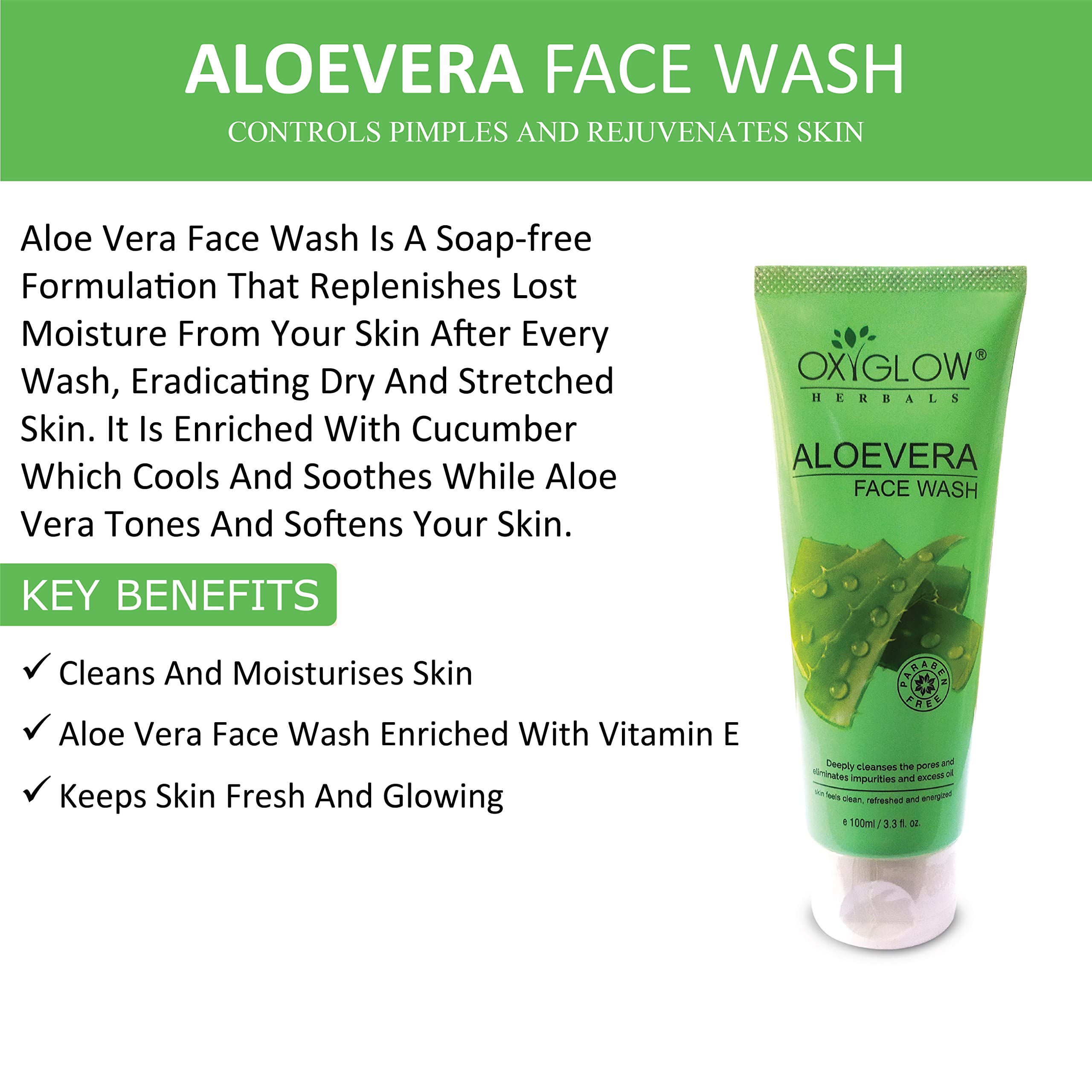 OxyGlow Herbals Papaya & Aloe Vera Face Wash Combo Pack (100ml Each) - Brightening, Oil Control & Skin Restoration for Glowing Skin - Perfect for Daily Cleansing & Acne-Prone Skin Care Routine