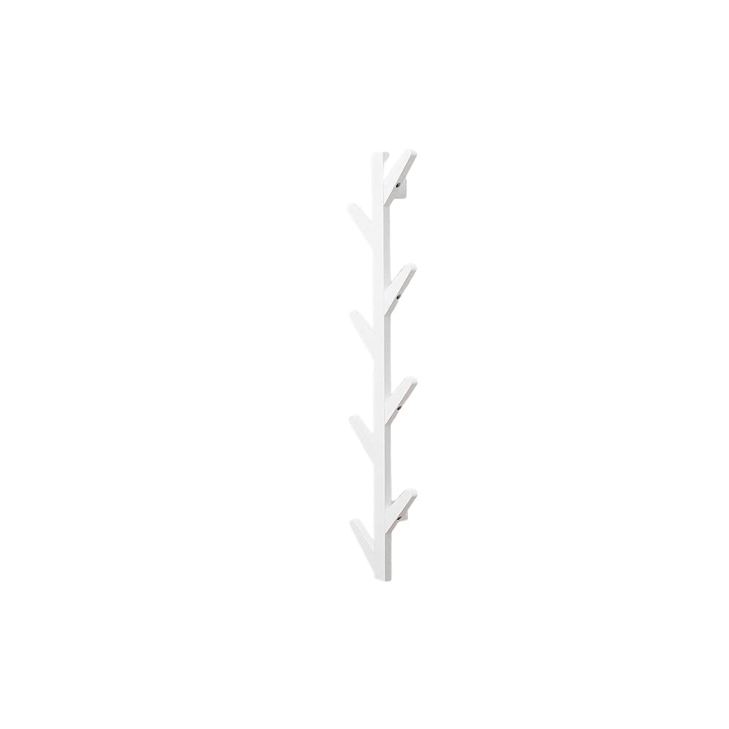 LICHUAN White 8-Hook Wall Mounted Coat Rack - Space Saving Entryway Hall Tree with Simple Clothes Hooks - Durable Wall Hanger for Living Room, Kitchen, Bedroom & Mudroom Organization