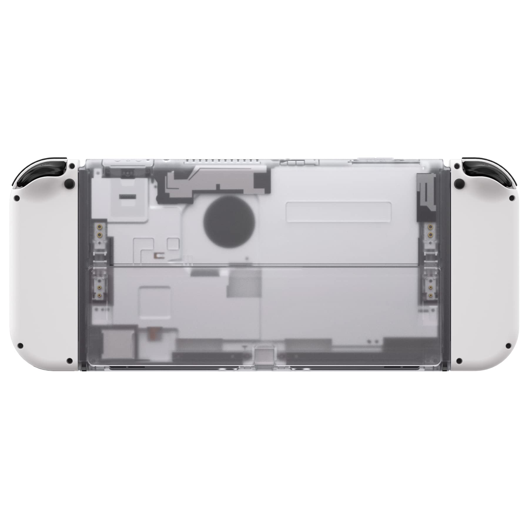 eXtremeRate Transparent Back Cover Shell Replacement & Kickstand for Nintendo Switch OLED Console - Compatible with NS Switch OLED (Console & Joycon Not Included) - Durable Protection for Gaming, Travel, and Everyday Use
