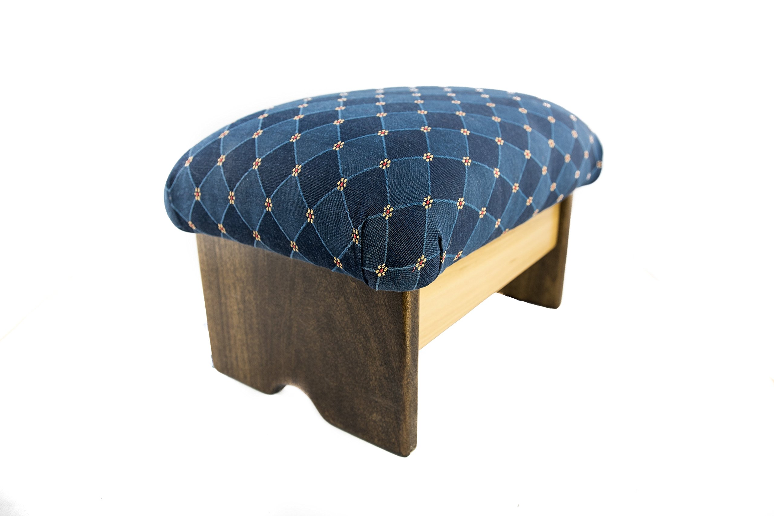 Luxury Padded Foot Stool 9 Inch - Premium Fabric, Made in USA - Rhapsody in Blue Chic Stain - Perfect for Living Room, Bedroom & Office Comfort