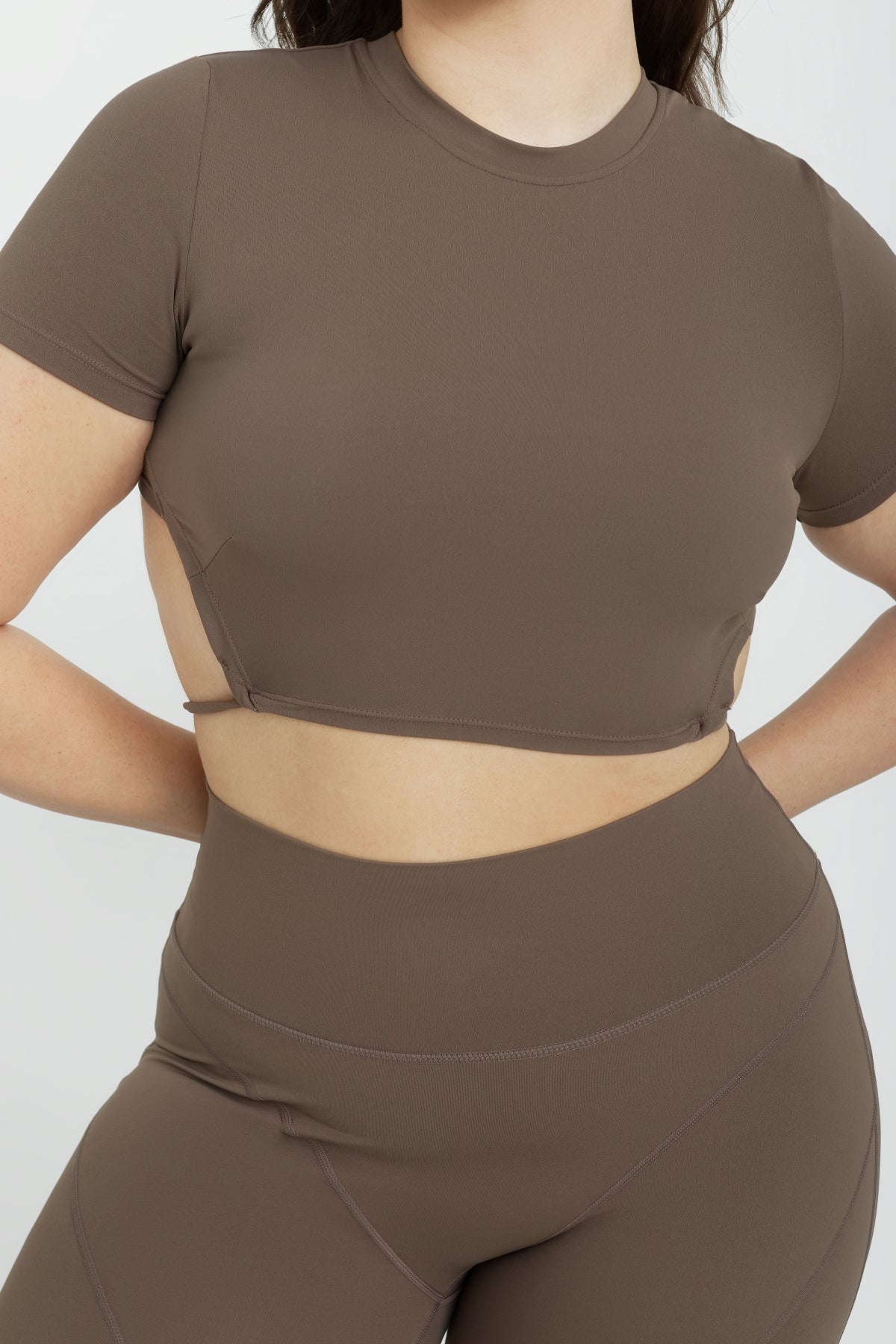 Bklyn Crop Tee in Taupe - Women's Casual Short Sleeve T-Shirt for Summer Outfits & Streetwear Fashion