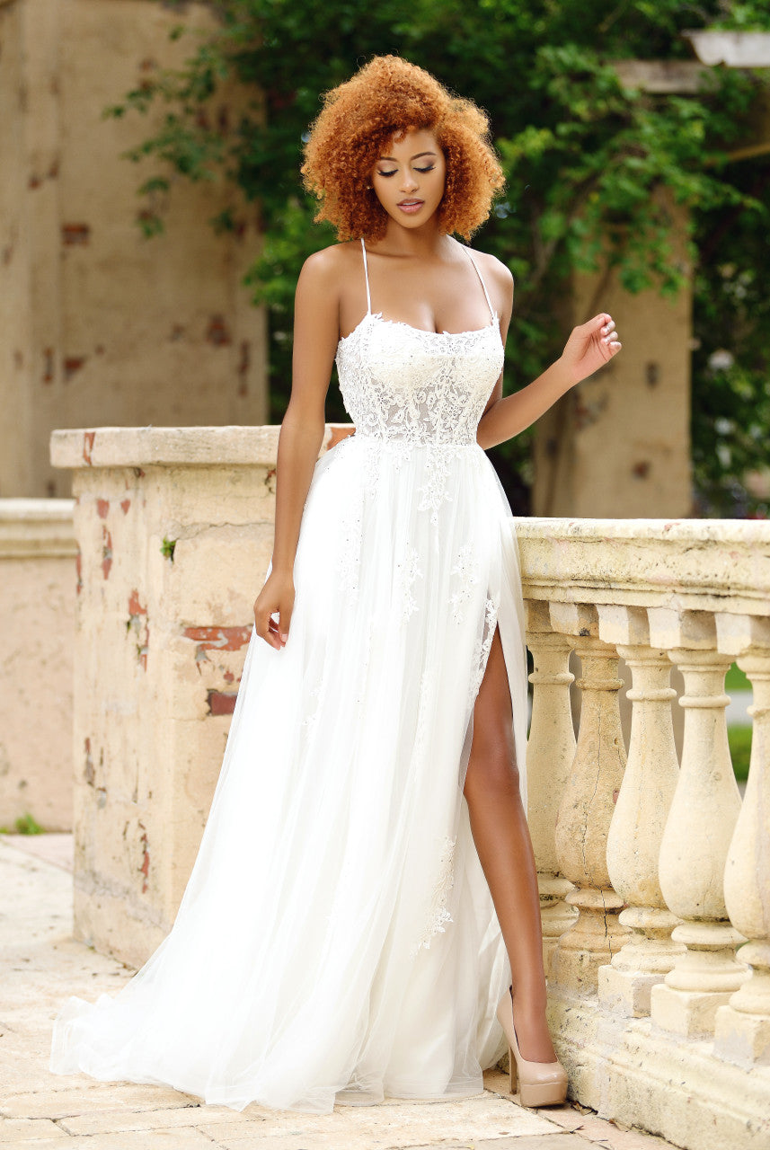 Elegant Alisha Gown in Ivory - Perfect for Weddings, Prom & Special Occasions