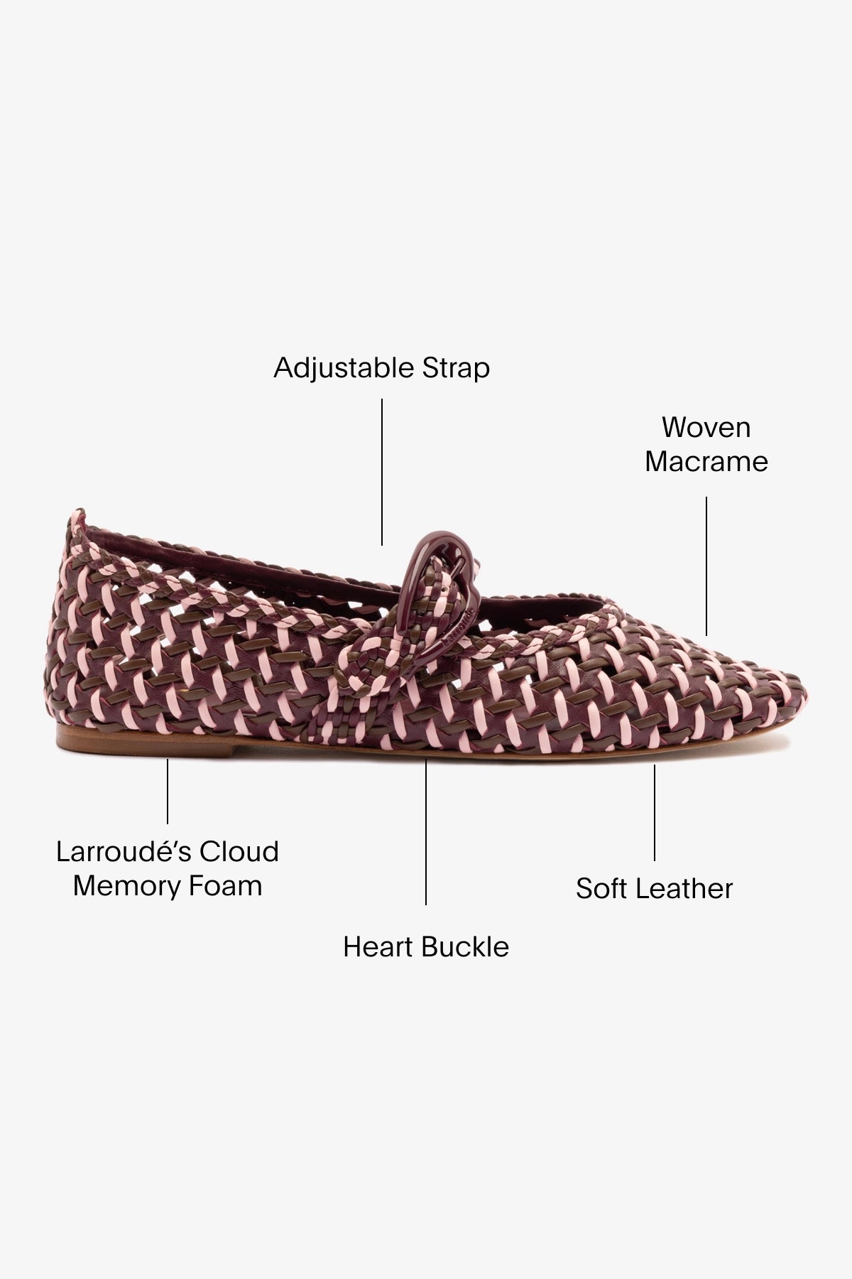 Verona Macrame Ballet Flat Shoes for Women - Wine, Tulip & Burnt Umber Leather | Comfortable & Stylish | Perfect for Casual Wear, Office & Date Nights