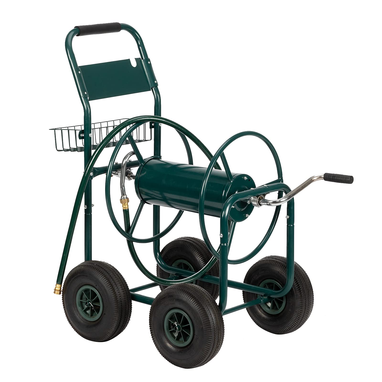 Heavy Duty 4-Wheel Garden Hose Reel Cart with 229ft 5/8