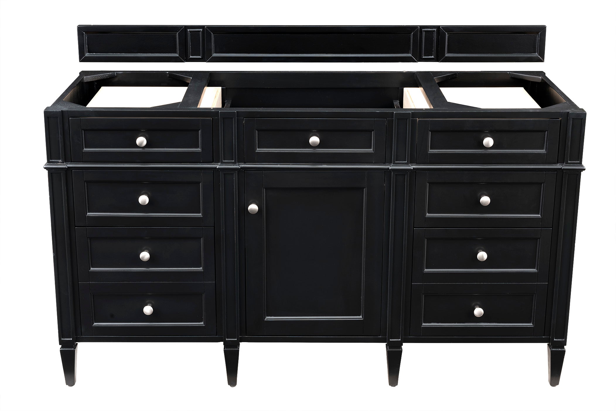 Brittany 60 Inch Single Bathroom Vanity in Black Onyx with 3CM Gray Expo Quartz Countertop - Perfect for Modern Master Bathrooms & Powder Rooms