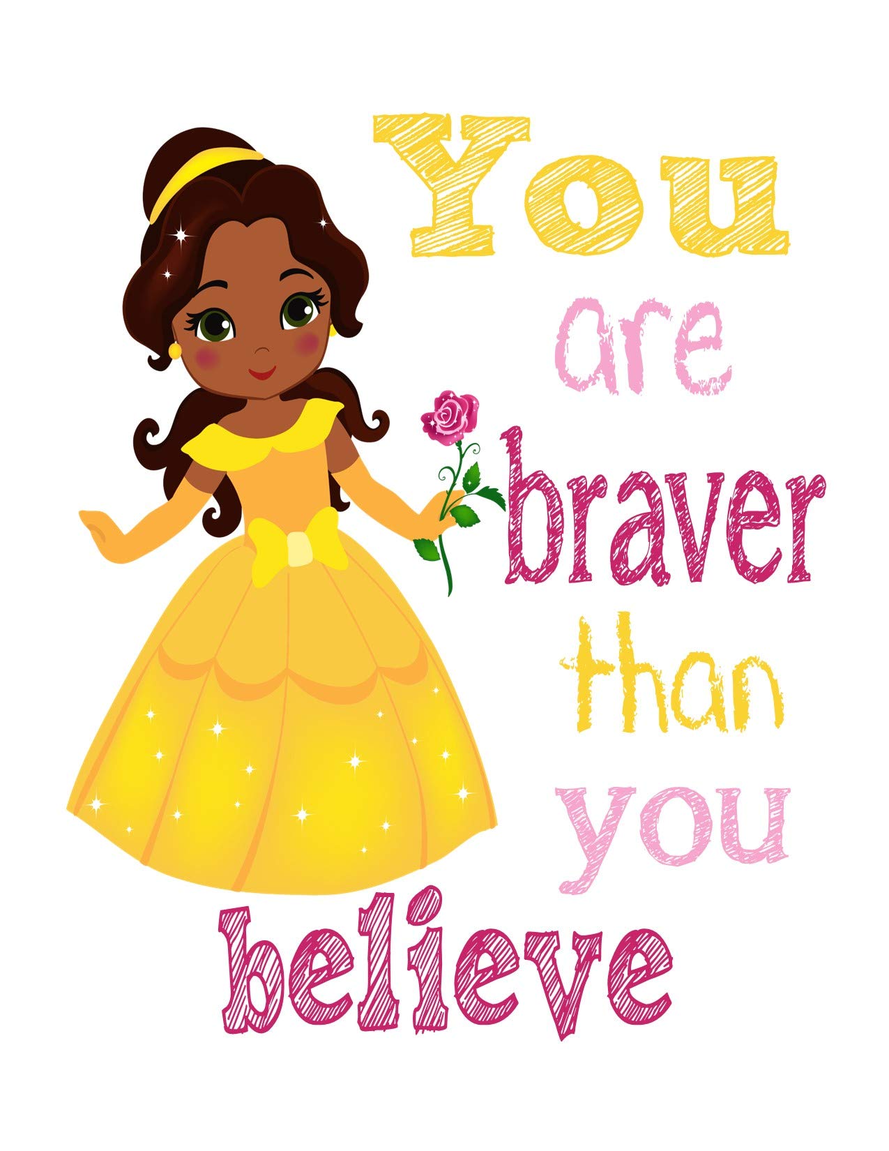 African American Princess Nursery Decor - 4 Motivational Prints for Girls' Room