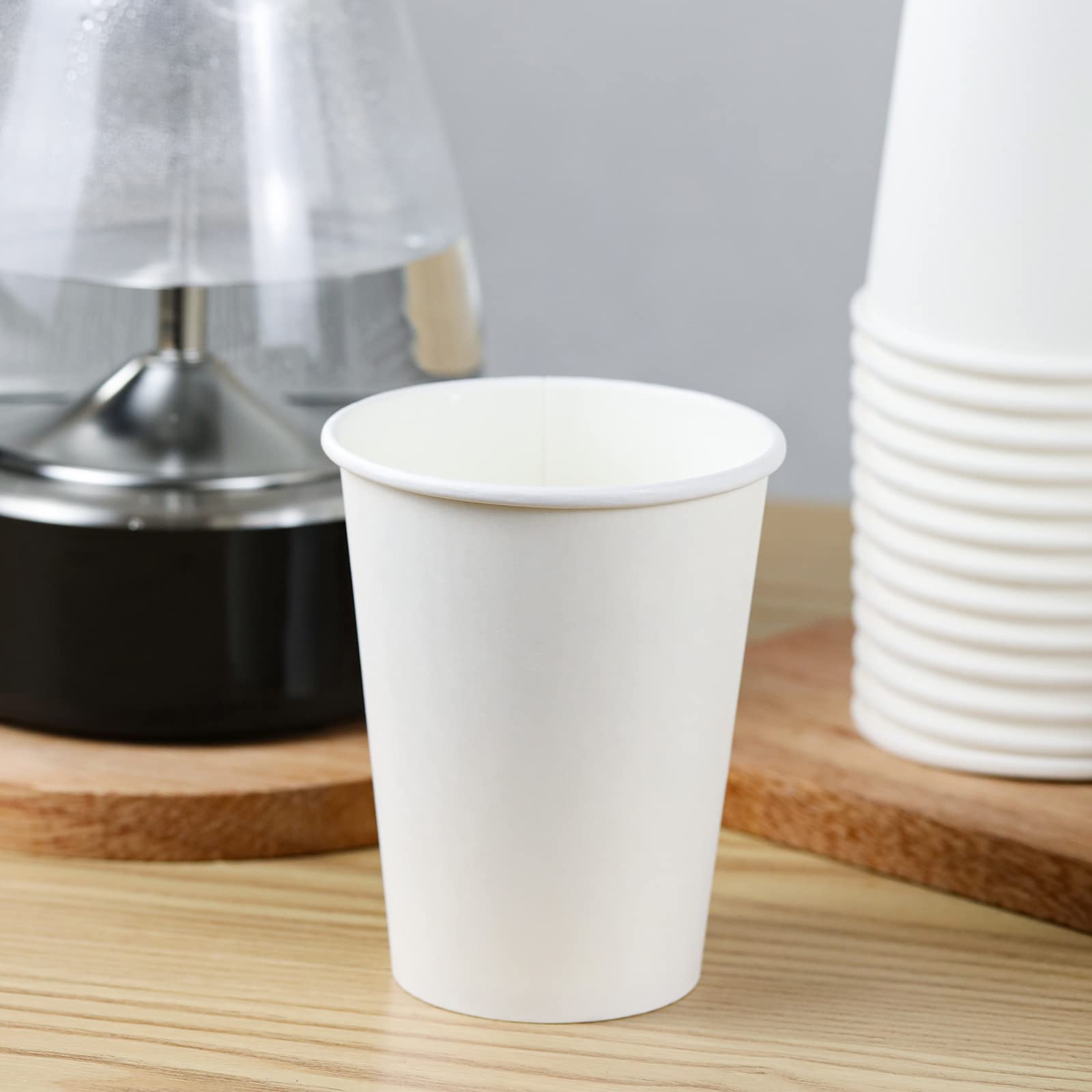 RACETOP 12 oz Disposable Paper Coffee Cups [100 Pack] - Thickened White Hot Drink Cups for Coffee, Tea, and Hot Beverages - Perfect for Offices, Cafes, and Home Use
