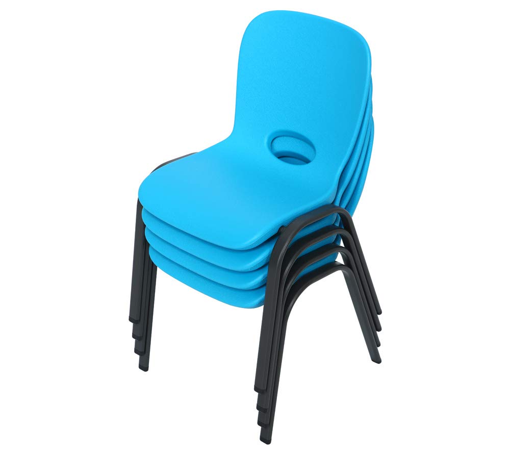 Lifetime 80472 Kids Stacking Chairs (4 Pack) - Durable Plastic Children's Chairs for Classroom, Playroom & Outdoor Use - Glacier Blue