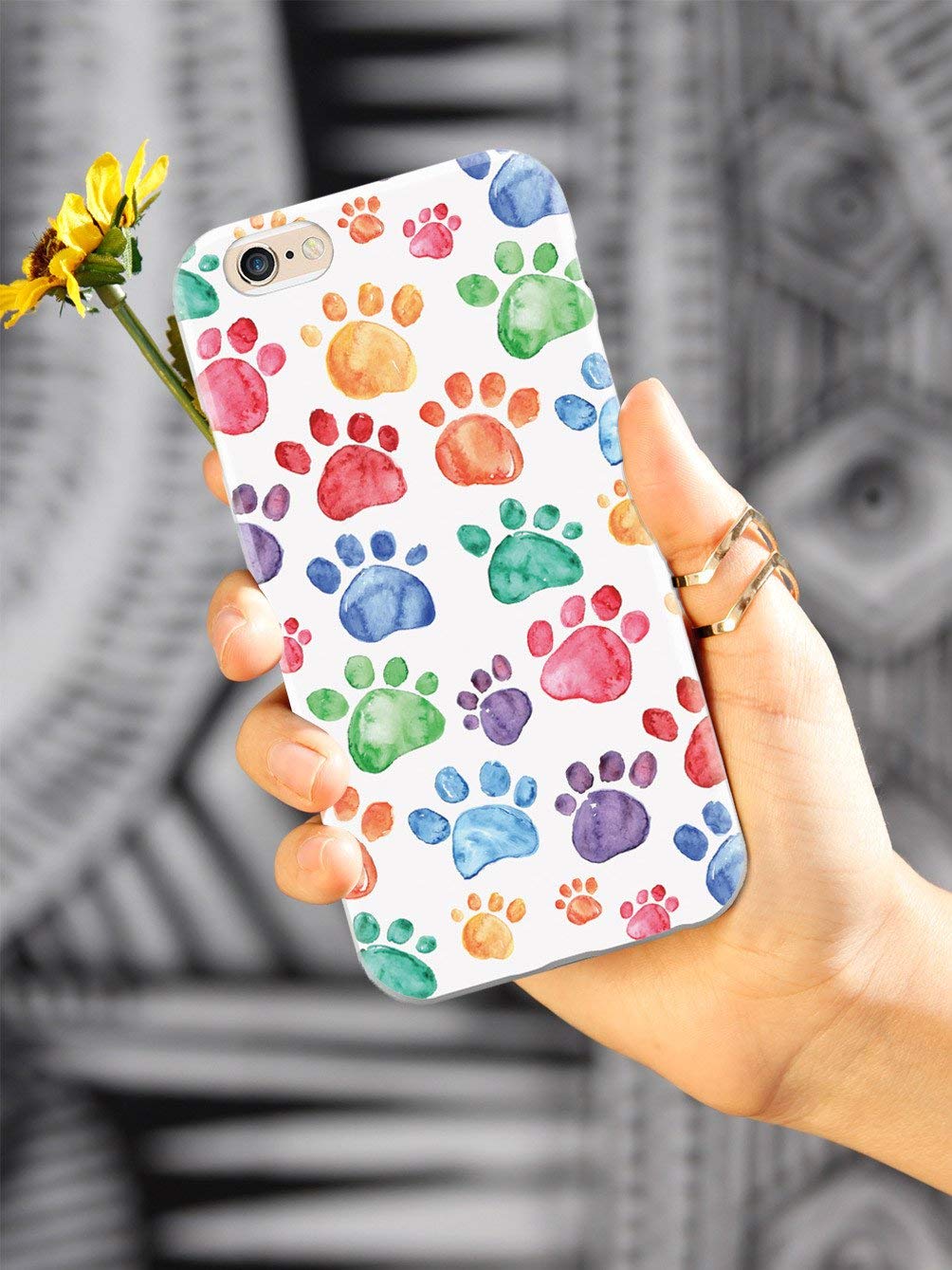 Inspired Cases - Premium 3D Textured Protective Phone Case Compatible with Apple iPhone X/Xs - Watercolor Paw Prints Design - Slim Shockproof Cover for Everyday Use & Outdoor Activities