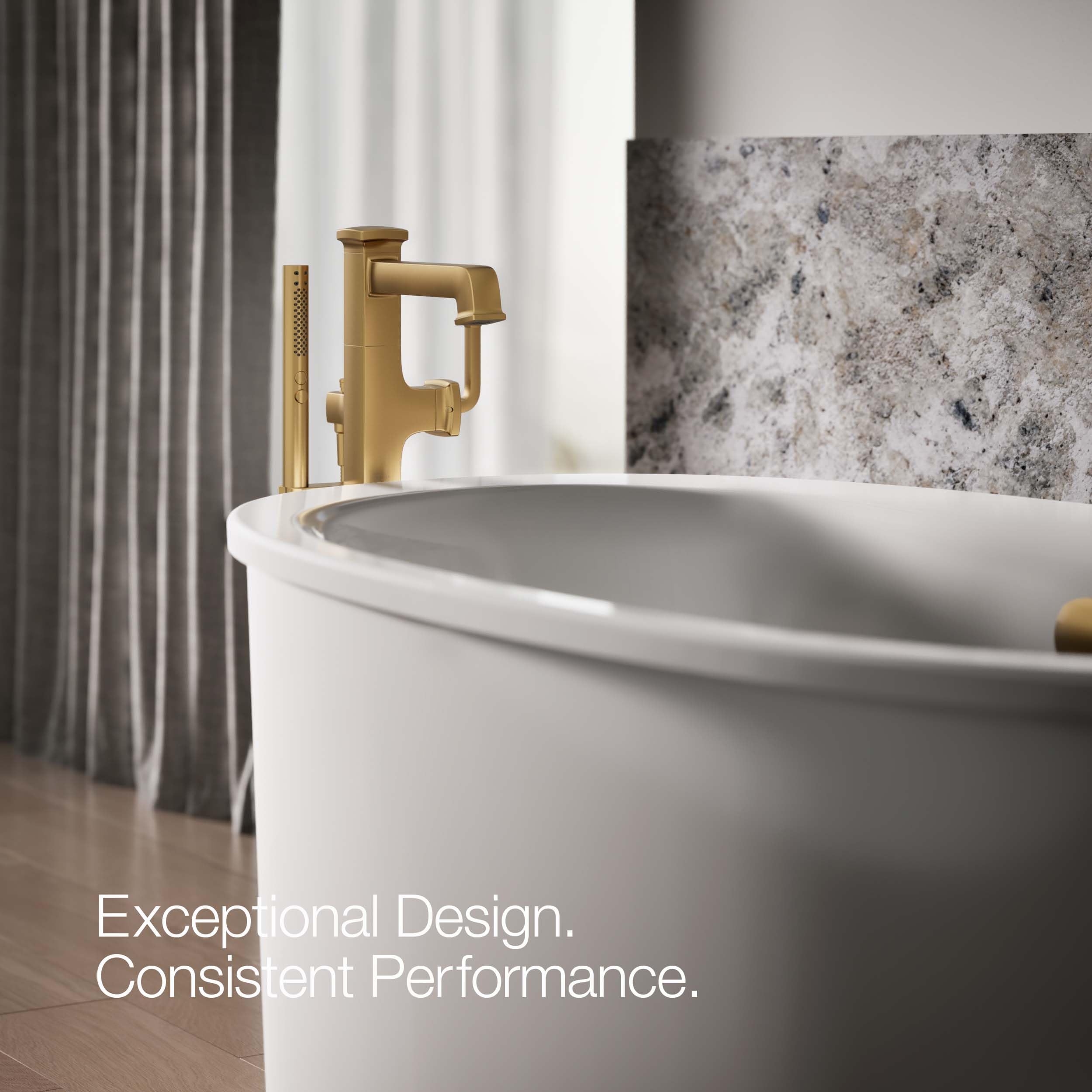 KOHLER RIFF® Freestanding Bathroom Faucet Trim - Modern Matte Black Bathroom Sink Faucet for Vanity, Vessel Sink, and Luxury Home Decor
