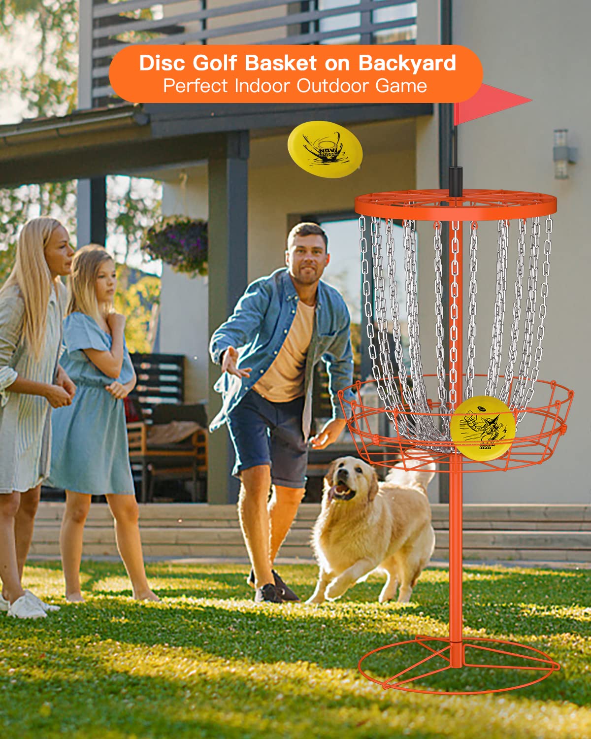 24-Chain Portable Disc Golf Basket with Carry Bag - Professional Indoor/Outdoor Practice Target for Disc Golf Enthusiasts | Perfect for Backyard, Park & Tournament Training