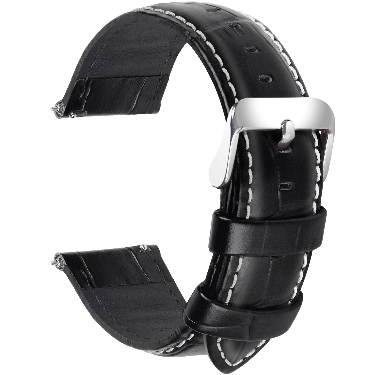 Fullmosa Quick Release Bamboo Leather Watch Band 18-24mm for Samsung/Huawei/Garmin - Perfect for Work & Travel