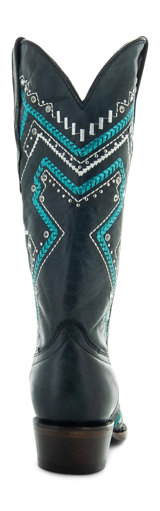 **Soto Boots Women's Turquoise Embroidered Snip Toe Cowgirl Boots - Genuine Leather Handcrafted Western Boots for Women (M50063) - Perfect for Rodeo, Country Dance & Casual Wear**