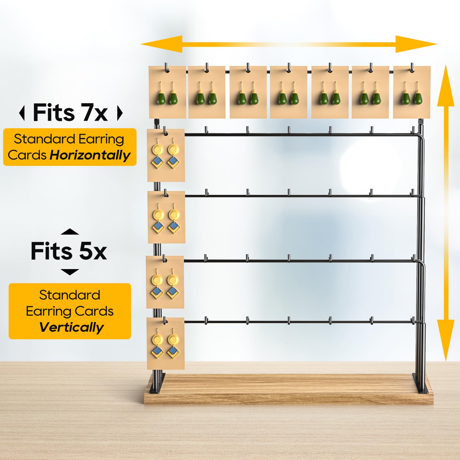 ORLESS Jewelry Display Stand for Vendors - 35 Hooks Earring Holder, Necklace & Bracelet Display Stand with Cards - Perfect for Boutiques, Craft Fairs & Retail Stores