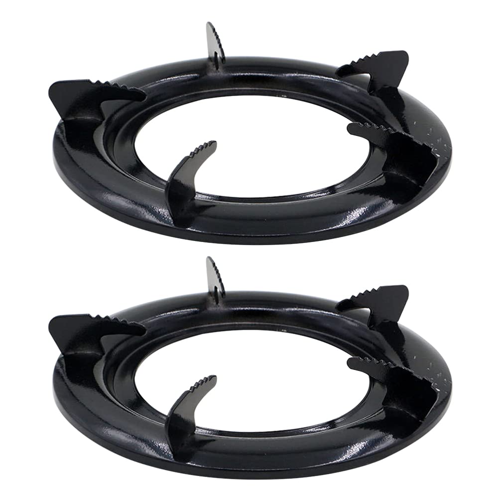 DOITOOL 2-Pack Cast Iron Wok Pan Support Rack - 22.7cm Windproof Gas Stove Ring, Pot Holder for Cooktop - Durable Stove Accessories for Stir-Frying, Boiling & Outdoor Camping Cooking