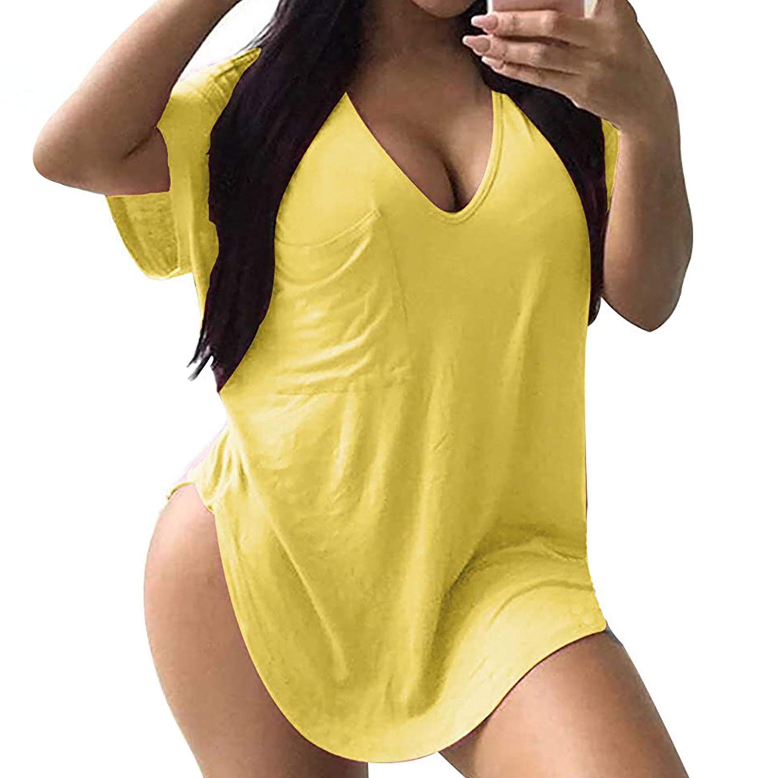 Plus Size Women's Summer Casual V-Neck Short Sleeve T-Shirt Tunic - Comfortable Basic Tee for Everyday Wear, Work & Weekend Outfits