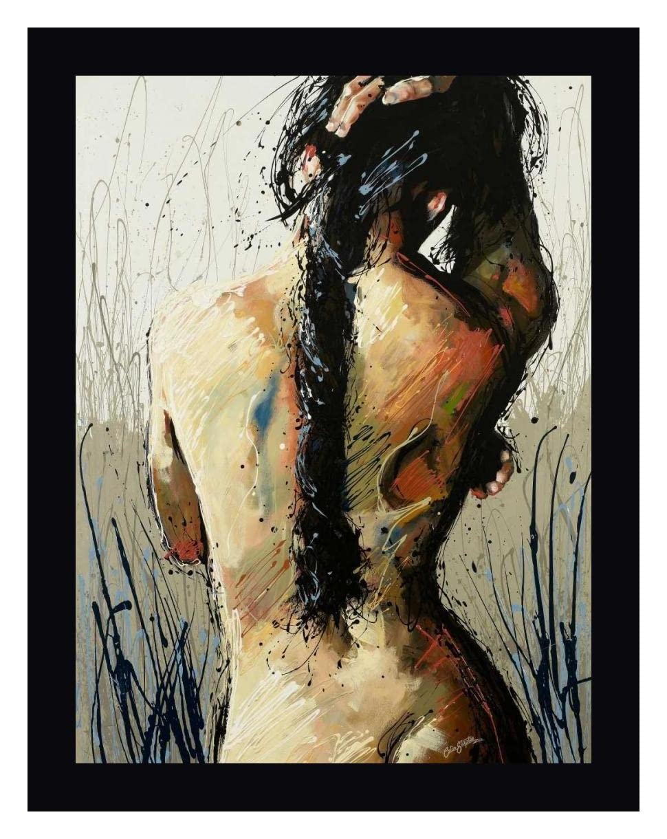Mother Ganges by Colin John Staples - 16x20 Inch Framed Canvas Wall Art Print with Black Frame - Ready to Hang - Perfect for Living Room, Bedroom, or Office Decor