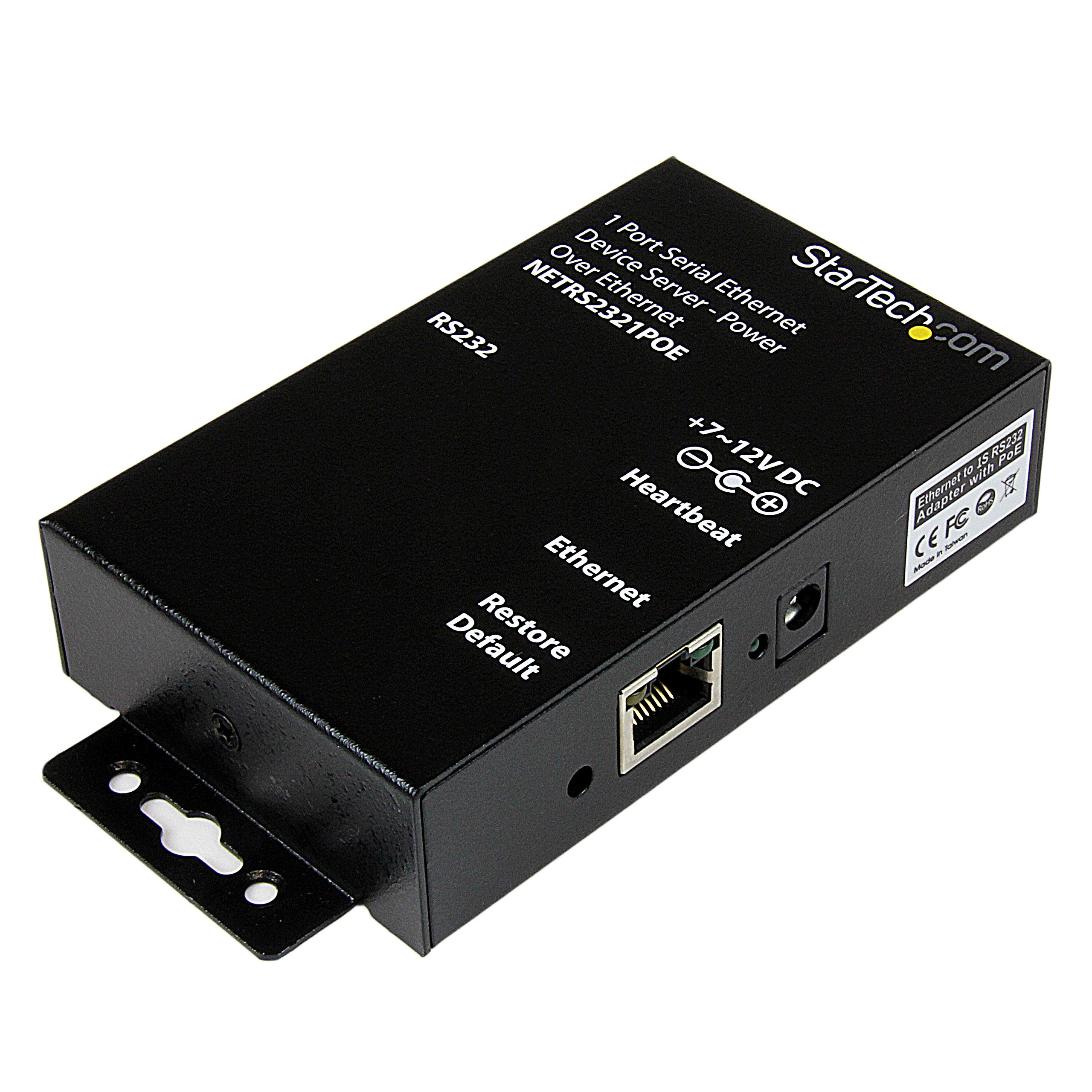 StarTech.com 1 Port RS232 Serial to Ethernet Device Server with PoE (Power Over Ethernet) - Serial Over IP Adapter for Industrial Automation & Remote Access (NETRS2321POE) - Perfect for Factory Equipment, POS Systems & Network Connectivity Solutions