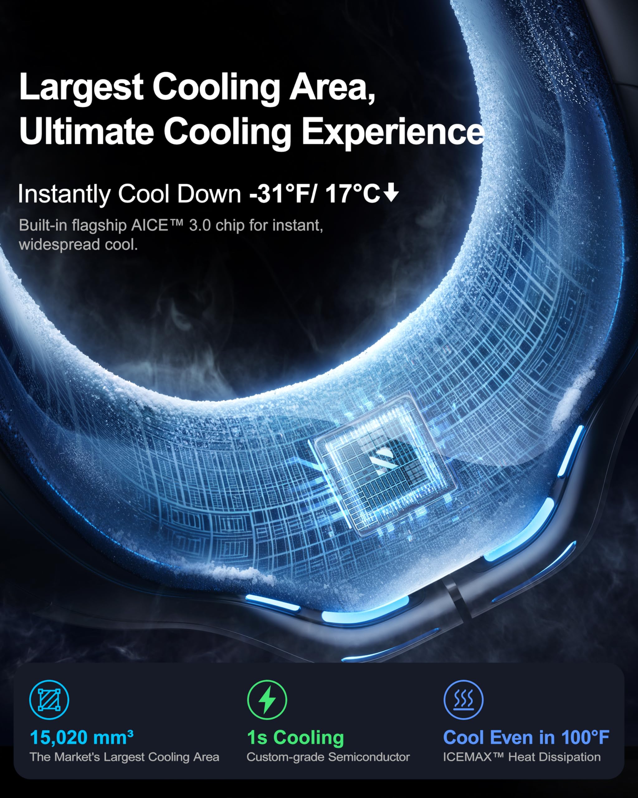 RANVOO 2024 AICE LITE Neck Air Conditioner - Portable Personal Cooling Device with 6,000mAh Battery, Rechargeable Neck Fan Blows Cold Air - Perfect for Outdoor, Office, Travel & Summer Activities (Sky Blue)