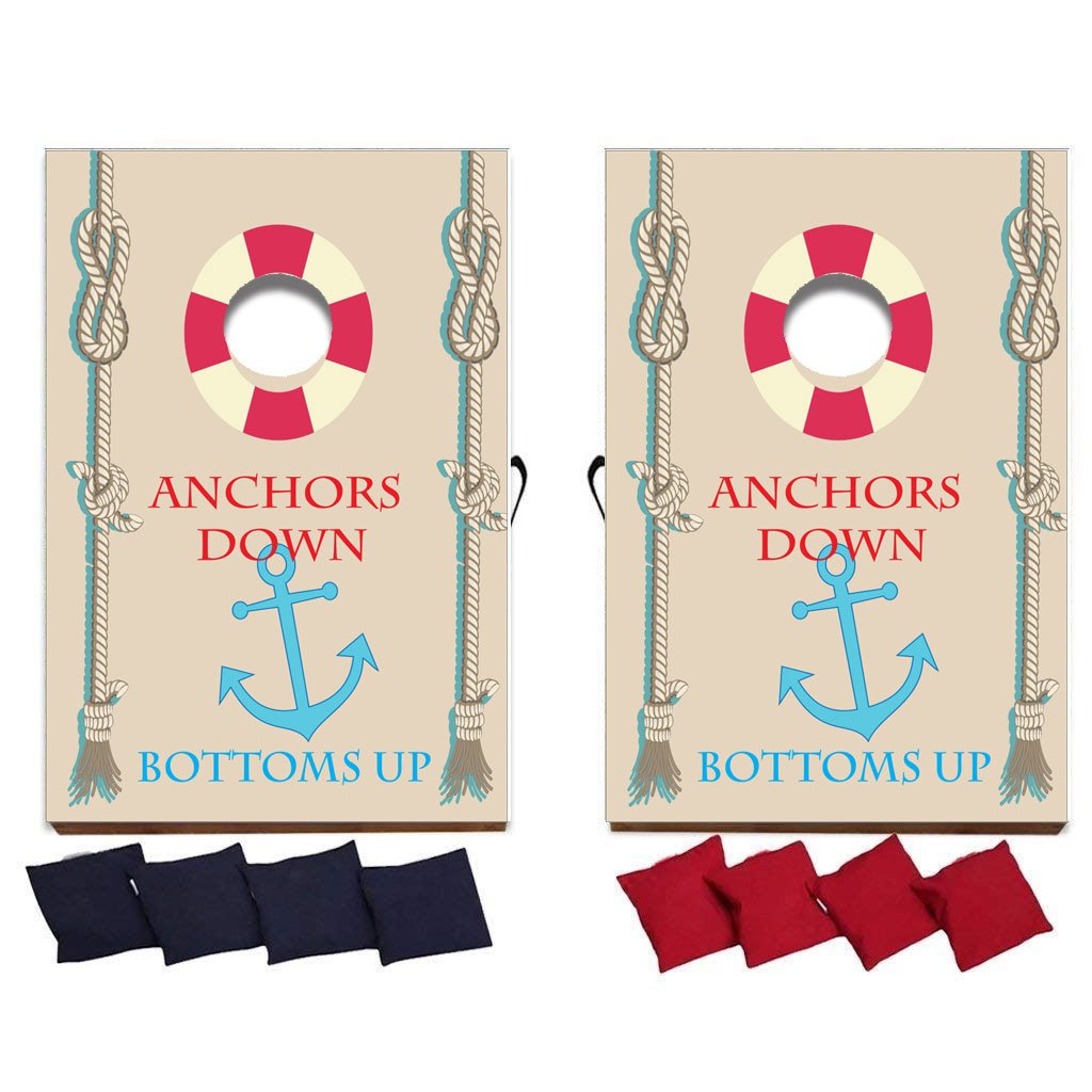 VictoryStore Cornhole Game Set - Premium Bean Bag Toss Outdoor Game with Anchors Down Bottoms Up Design - Perfect for Backyard Parties, Tailgating & Spring Break Events