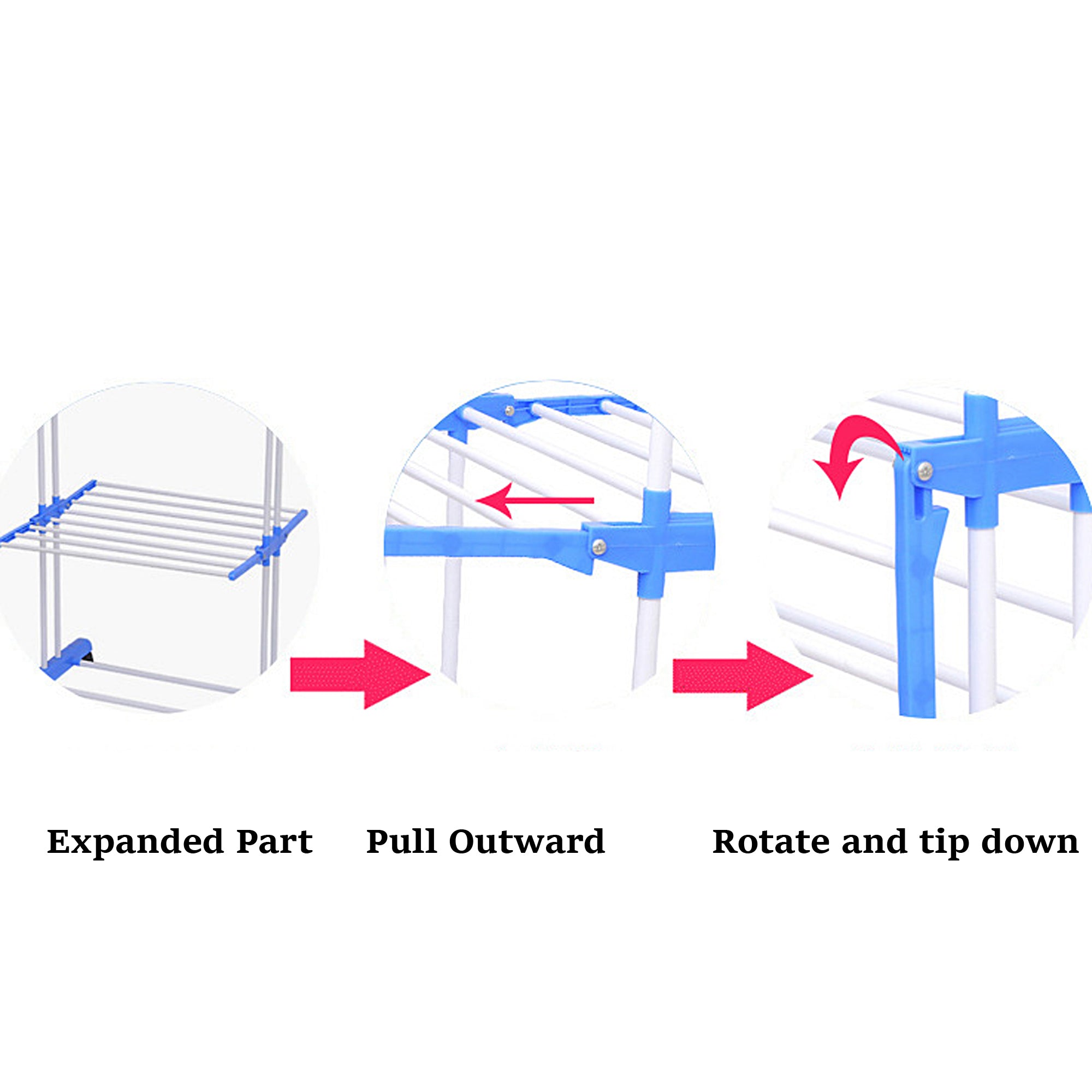 Milex Blue Folding Floor Standing Clothes Drying Rack - Heavy Duty Laundry Rack for Indoor & Outdoor Use - Space Saving Clothes Airer for Apartments, Balconies, and Camping