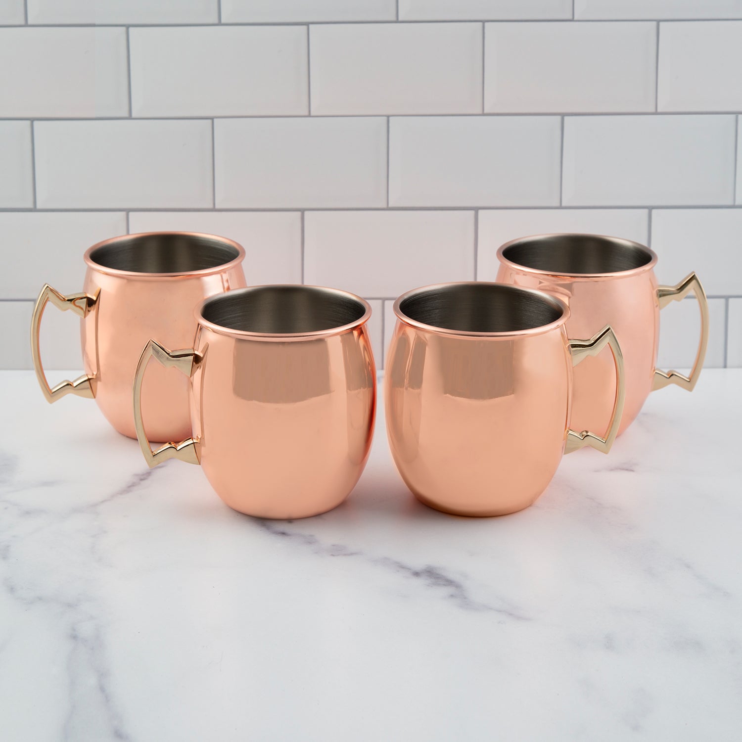 Premium Copper Moscow Mule Mugs Set of 4 - 18oz Hammered Copper Cups with Insulated Handles - Perfect for Cocktails, Iced Drinks & Home Bar Entertaining