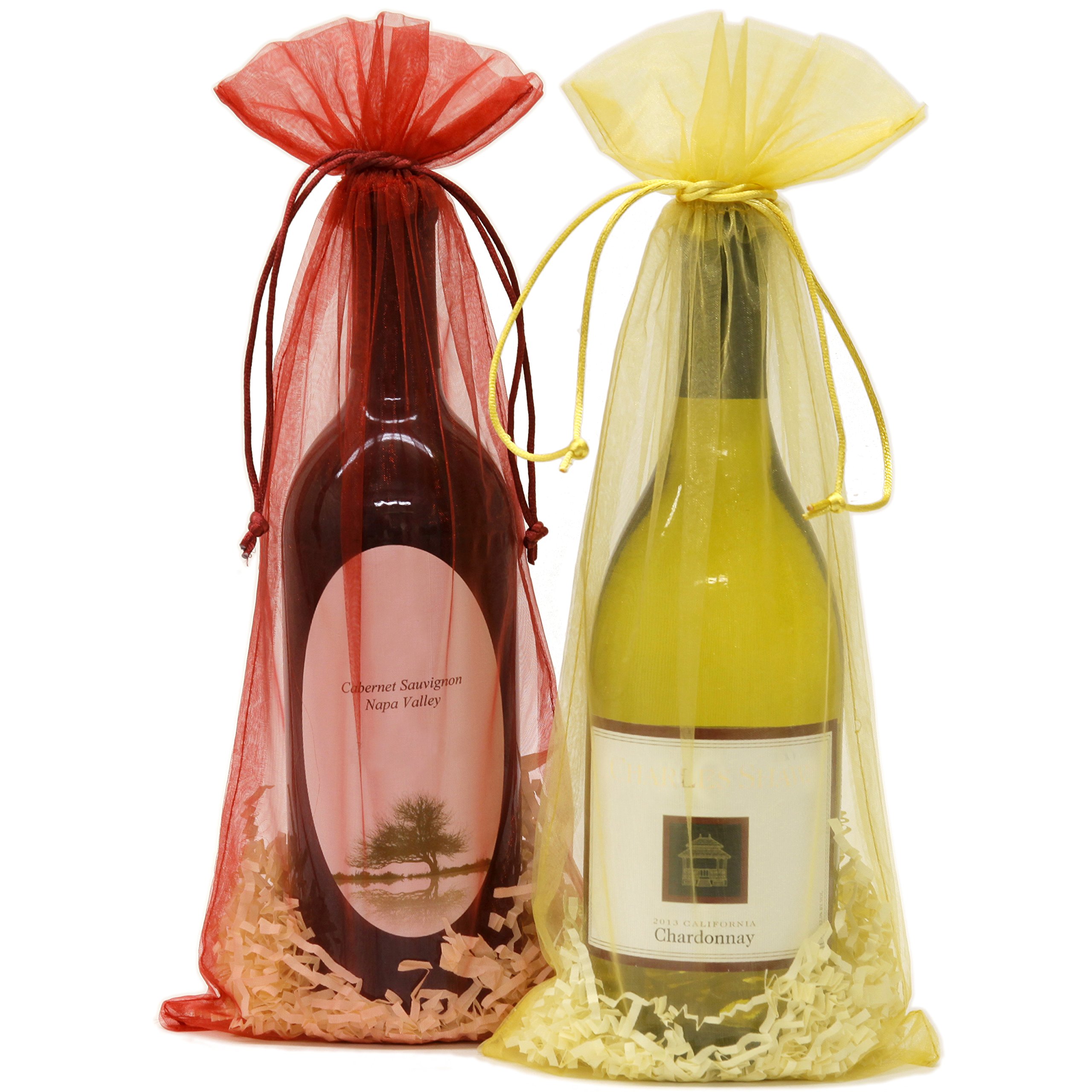 20 Elegant Organza Wine Gift Bags 15
