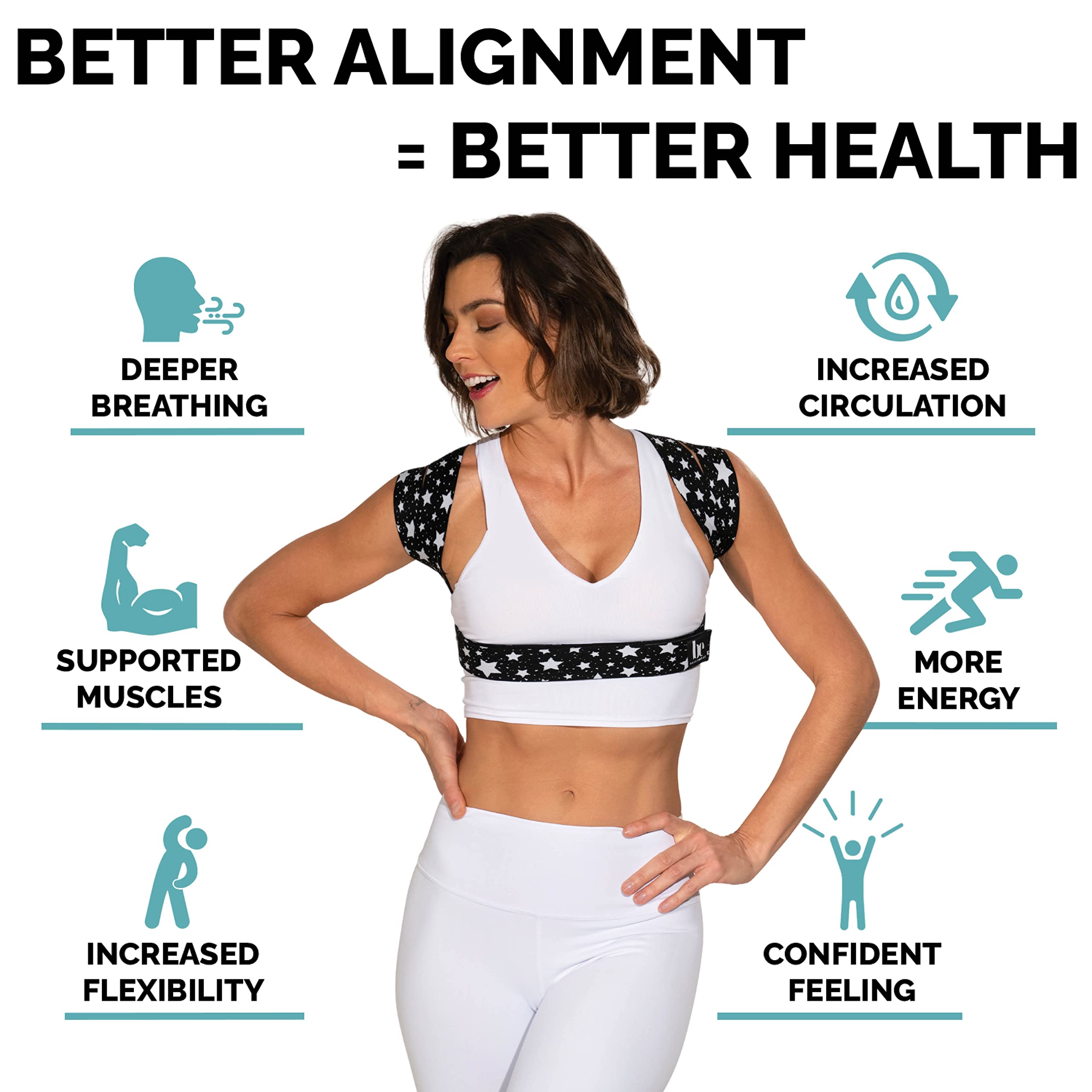 Posture Corrector for Women & Men - Adjustable Back & Shoulder Brace - Pain Relief Support - Made in USA - Slim Fit M/L - Perfect for Office Work & Driving