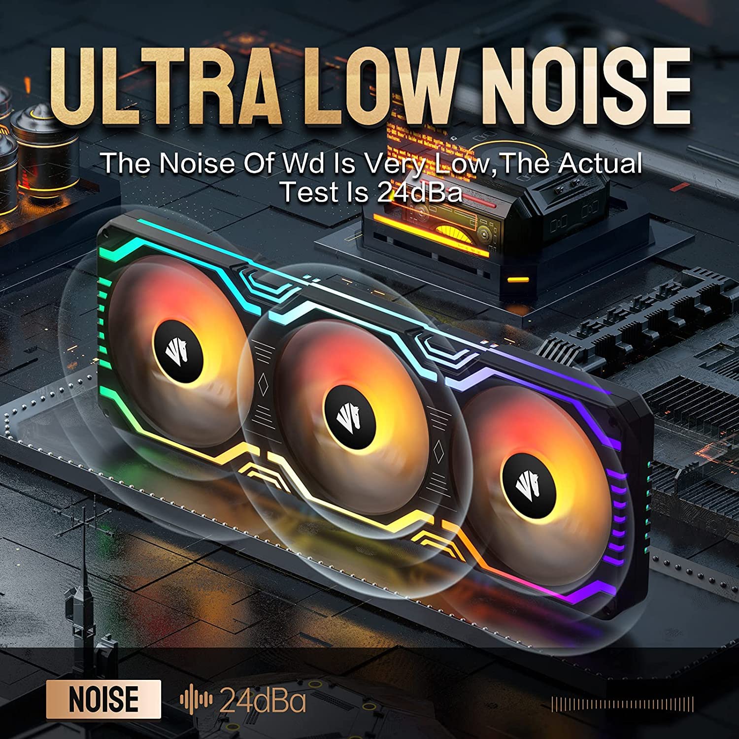 Asiahorse Matrix Black 56 Addressable RGB LEDs 360mm PC Case Fan - Perfect for Gaming PC Builds, Custom RGB Lighting & Computer Cooling Systems
