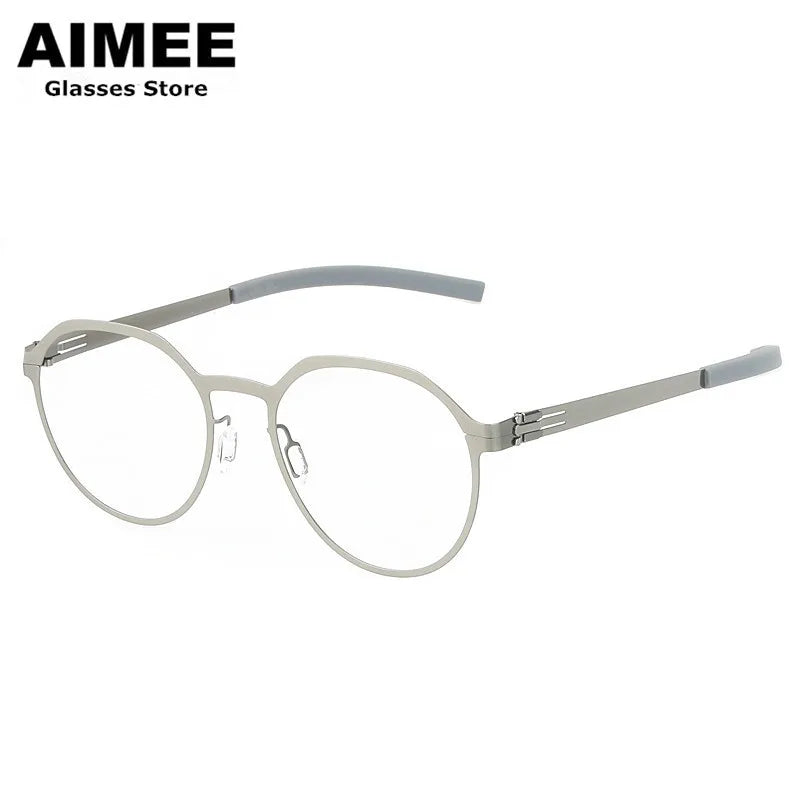 Aimee Women's Full Rim Flat Top Round Screwless Steel Eyeglasses Frame 13420 - Lightweight & Durable Eyewear for Work, Reading, and Everyday Fashion