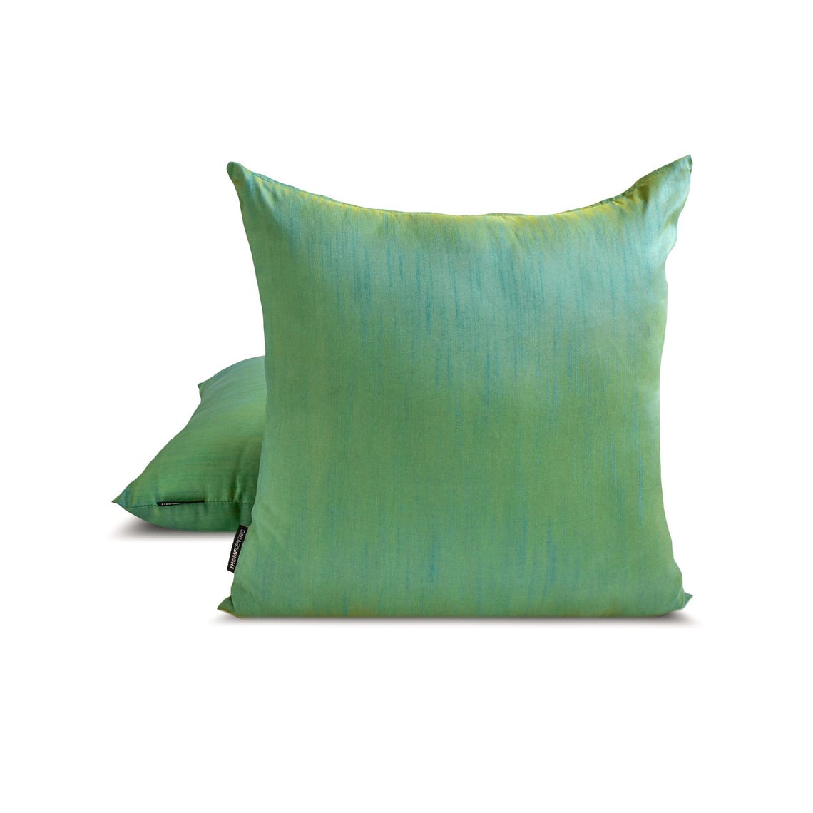 Luxury Aqua Yellow Art Silk Throw Pillow Covers (Set of 2) - Elegant Home Decor for Sofa, Bed & Living Room
