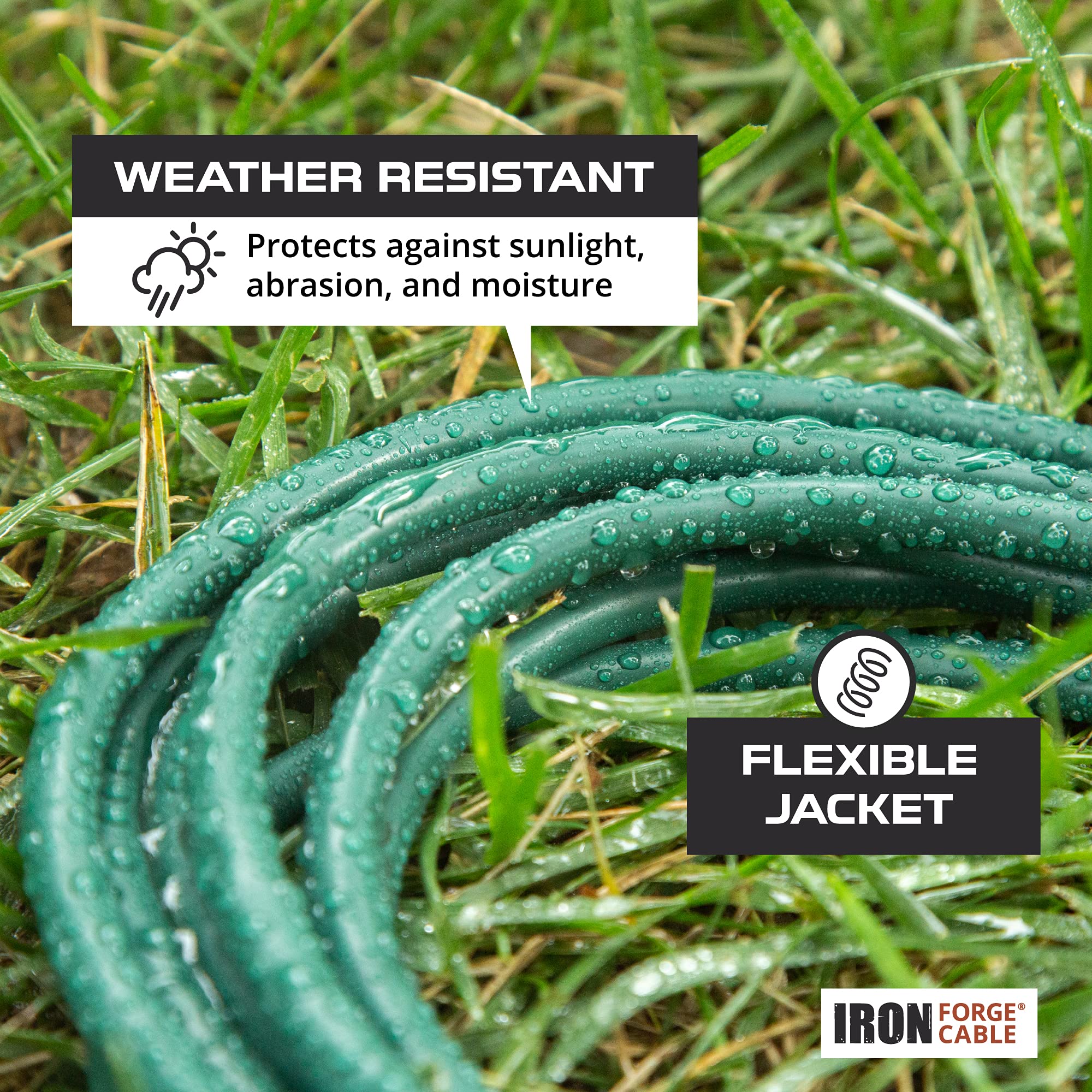 Heavy Duty 200 ft Outdoor Extension Cord - 16/3 SJTW Weatherproof Power Cable with 3 Prong Plug for Outdoor Lights, Lawn Equipment & Landscaping | US Veteran Owned | Perfect for Backyard, Garden & Construction Sites