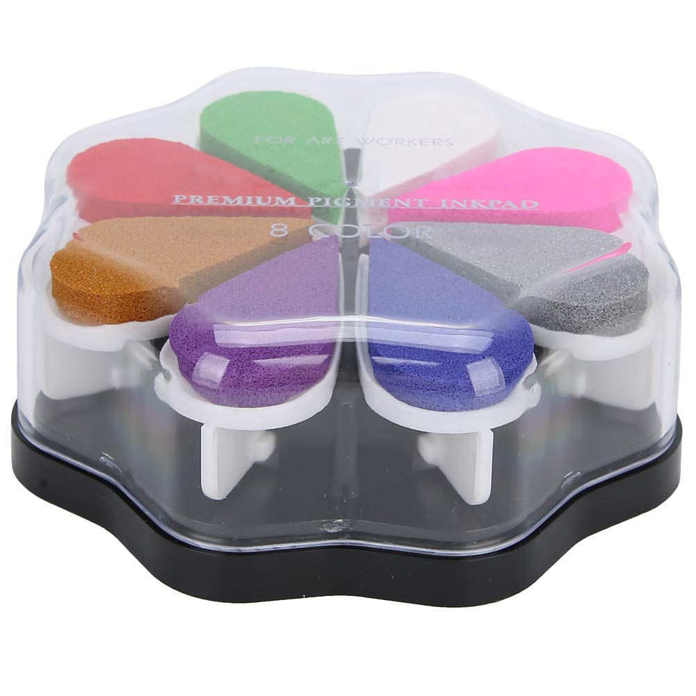 Zerodis 8-Color Washable Ink Pads Set for Kids | Petal-Shaped Rubber Stamp Pads for Card Making, Scrapbooking, DIY Crafts & Painting | Non-Toxic, Vibrant Colors | Perfect for Birthday Parties, Classroom Activities & Art Projects (1013 Celebration)