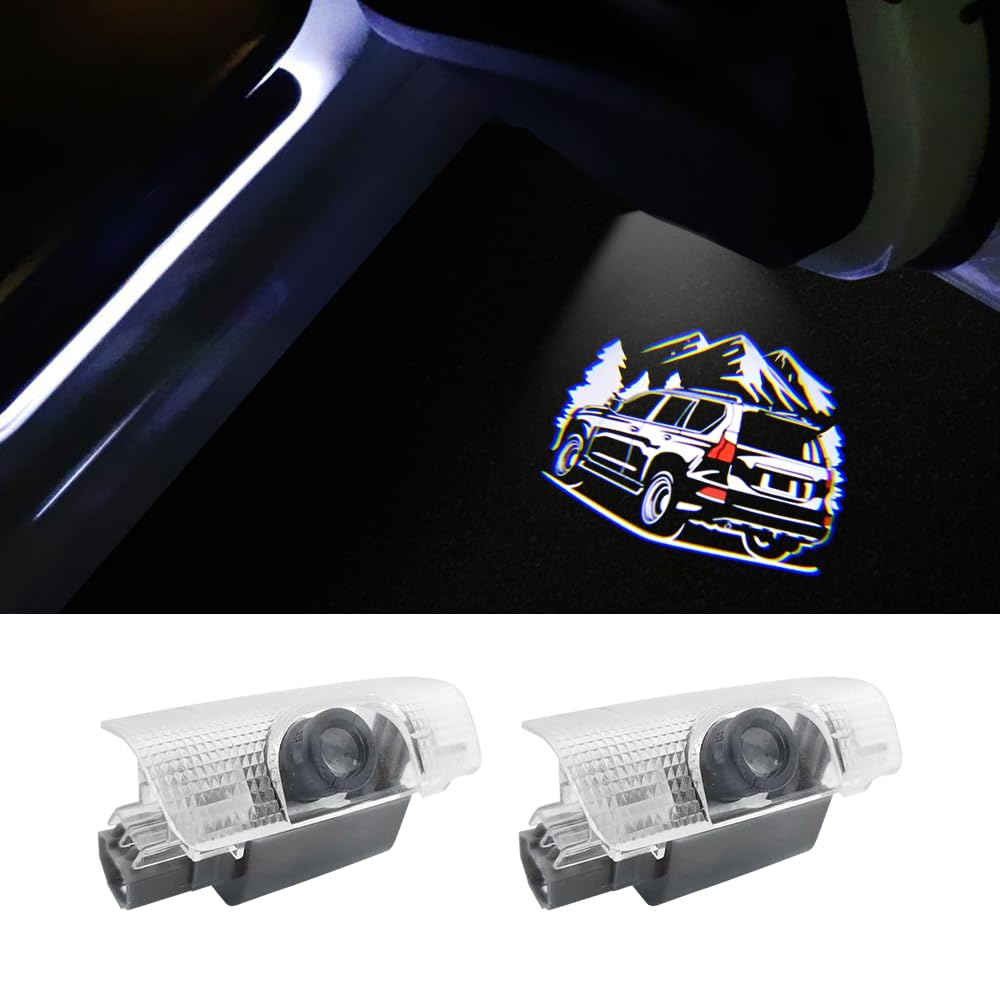 2 PCS LED Car Door Logo Lights for Lexus GX400/GX460 2010-2023 - Mountain Design Courtesy Projector Laser Welcome Lamp Puddle Lights Kit - Enhance Nighttime Safety & Style