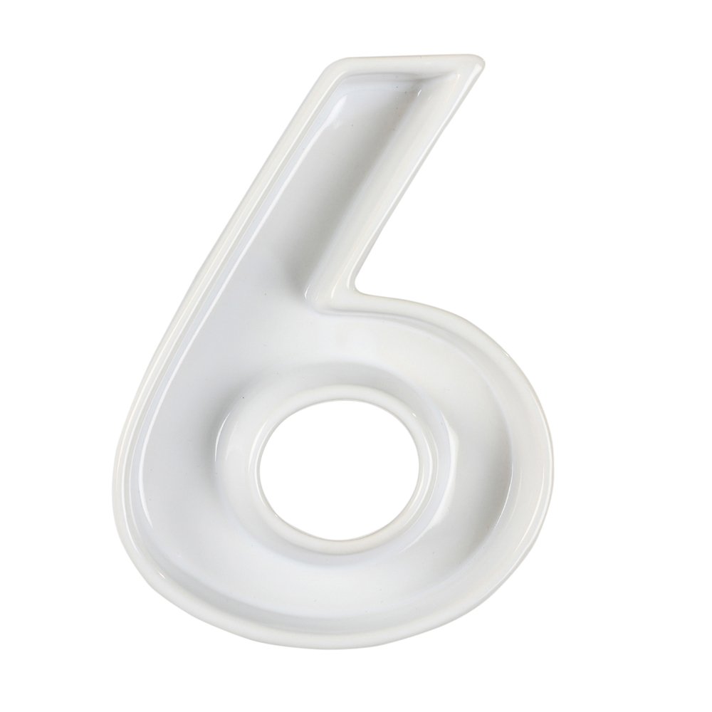 White Ceramic Dish Tray - Number 6 Size - Elegant Serving Platter for Appetizers, Desserts & Party Snacks