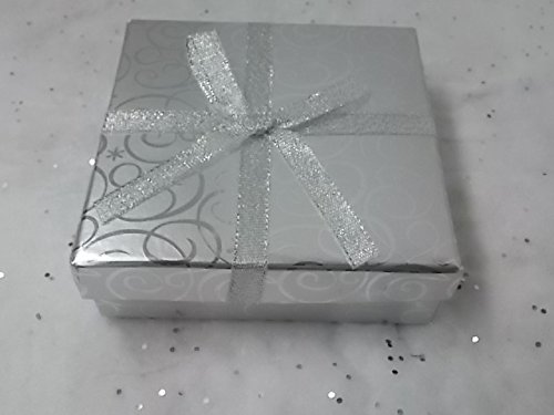 Premium Silver Gift Card Holder Box with Velvety Insert & Decorative Bow - 4.25