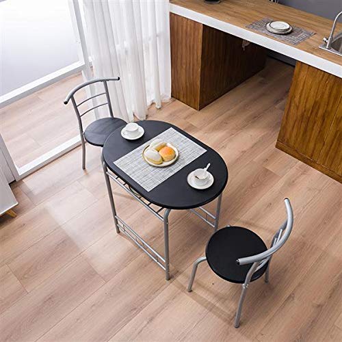 Wood Grain PVC Dining Table Set with 2 Chairs - Compact Breakfast Nook Set for Small Spaces, Kitchen, or Apartment