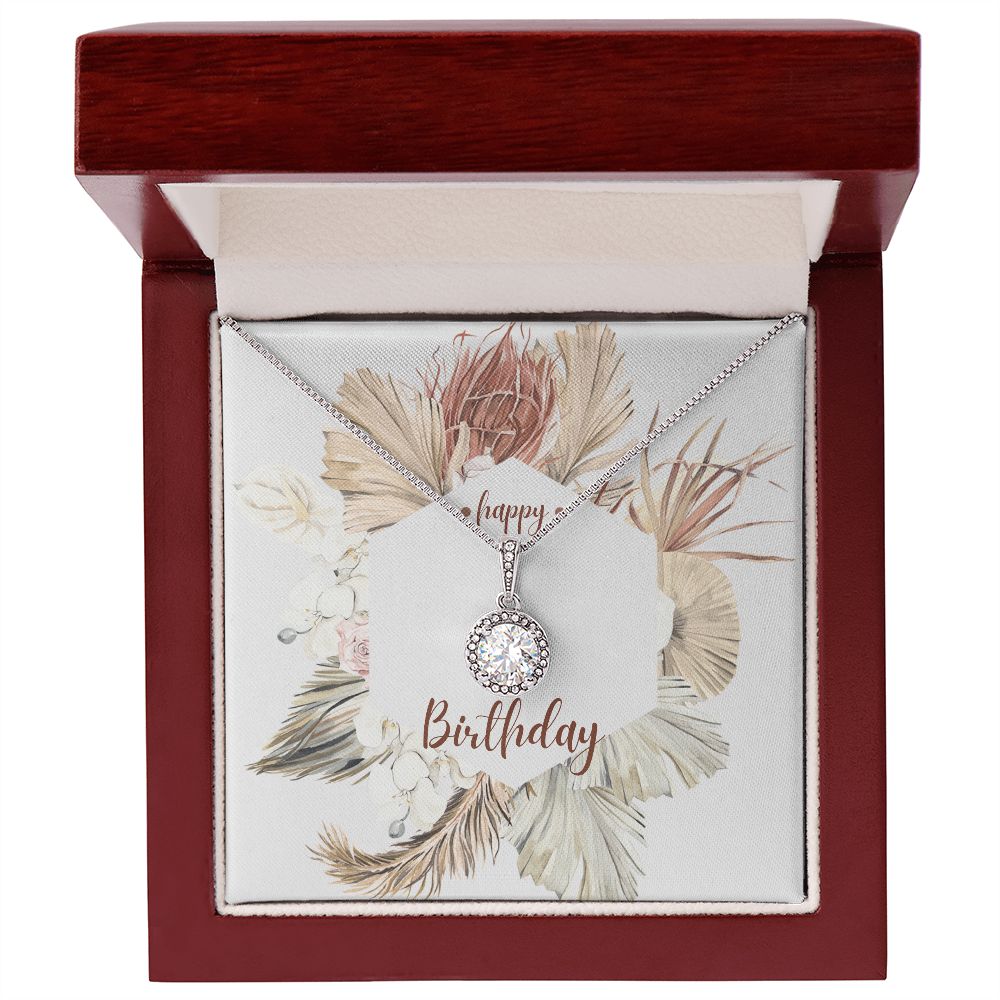 Happy Birthday Jewelry Gifts for Women - Floral Card Insert with Cubic Zirconia Stainless Steel Pendant | Perfect for Birthday, Anniversary & Special Occasion Gifts