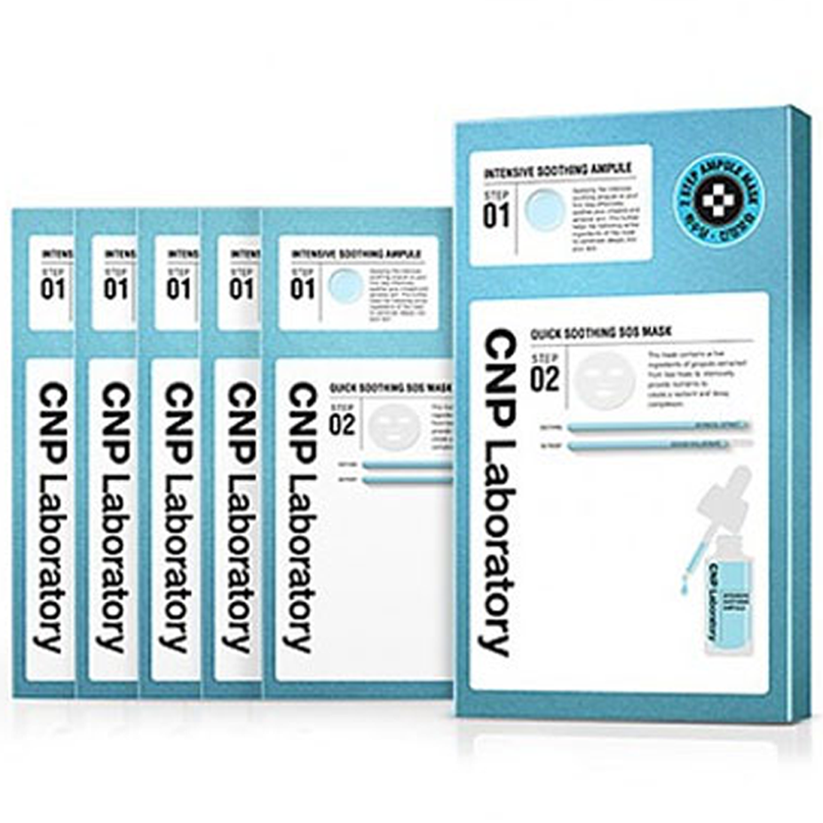 CNP Laboratory Quick Soothing SOS 2-Step Mask Pack of 5 - Hydrating & Calming Facial Sheet Mask for Sensitive Skin | Perfect for Post-Sun Care, Travel & Daily Skincare Routine