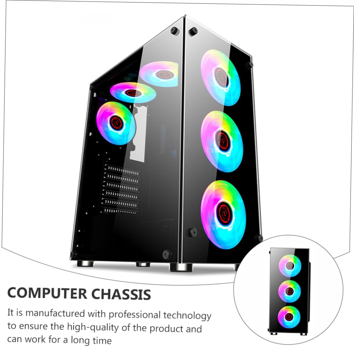 Mikikit Computer Case - High Performance PC Chassis for Home & Gaming - Durable ATX Mid Tower Case with Tempered Glass & RGB Lighting - Perfect for Gaming Rigs, Workstations, and Internet Cafes