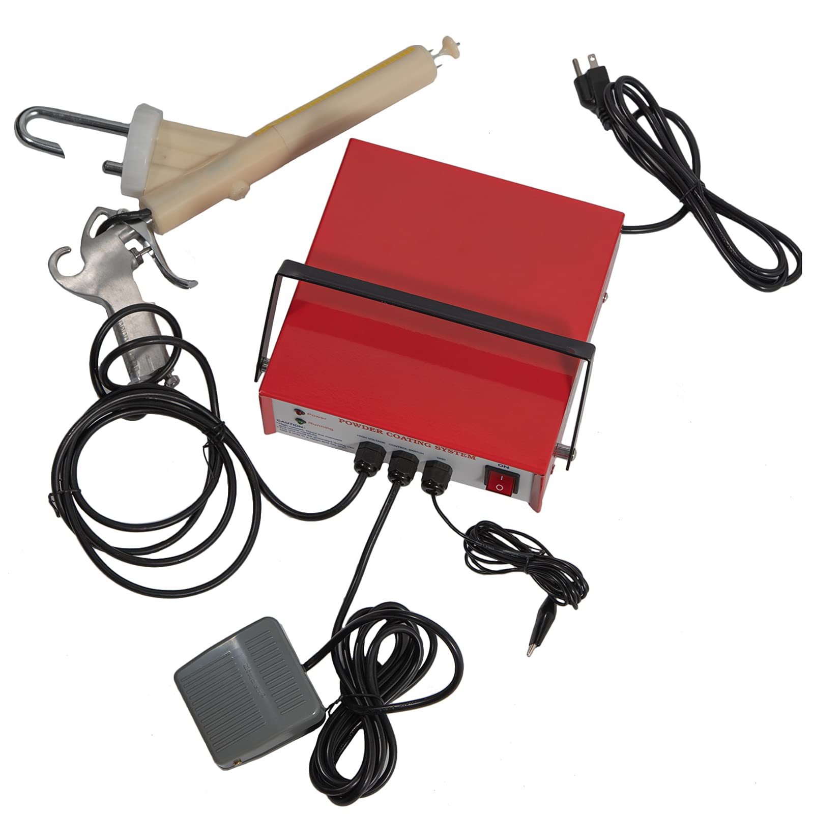 **Powder Coating Gun Kit PC03-2 - Electric Portable Powder Coating System with Foot Switch & 2 Plastic Bottles - DIY Automotive, Home, Garden Projects (Red-1) - Perfect for Metal Furniture, Bike Frames & DIY Crafts**