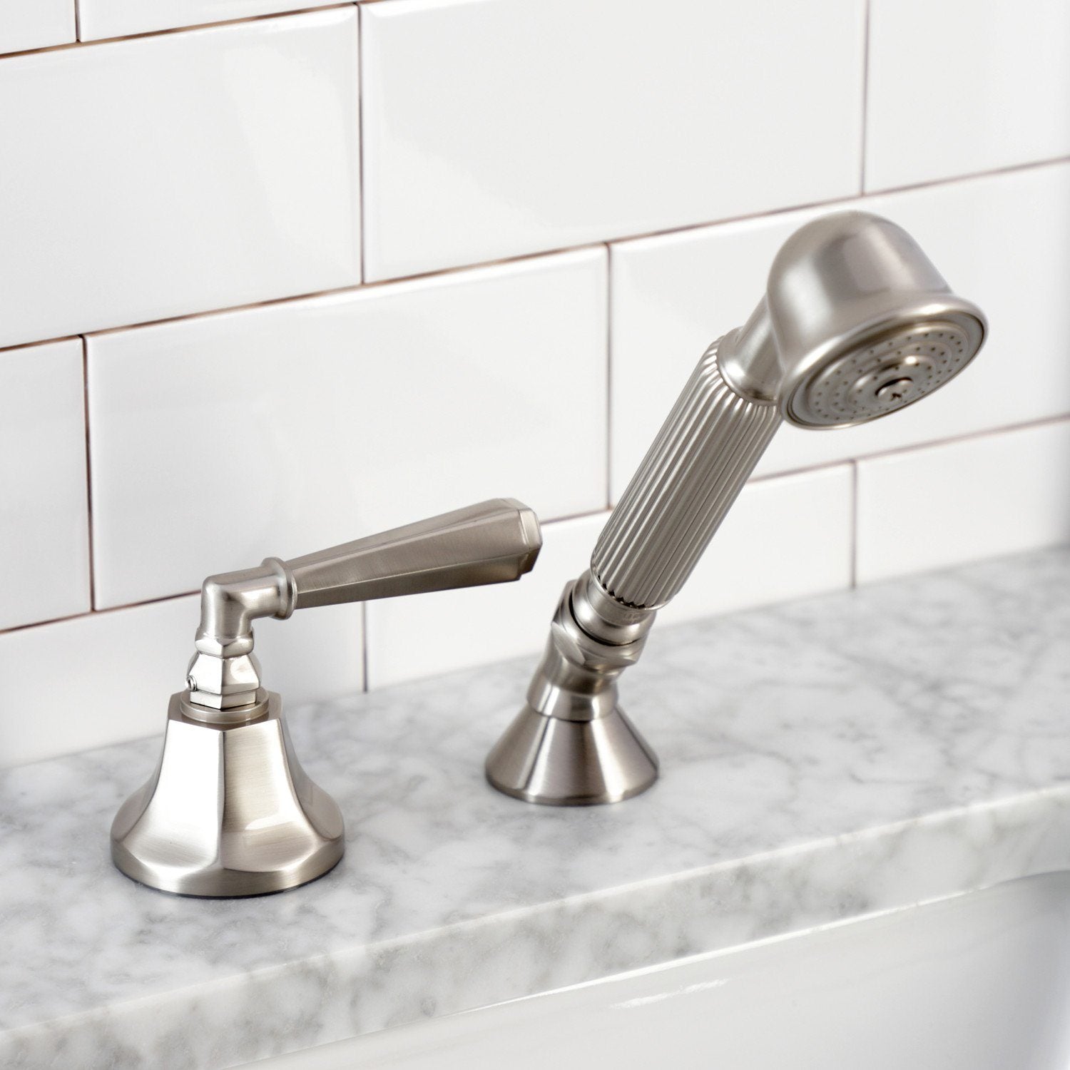 Deck Mount Hand Shower with Diverter for Roman Tub Faucet - Perfect for Bathroom Renovation & Spa-Like Shower Experience