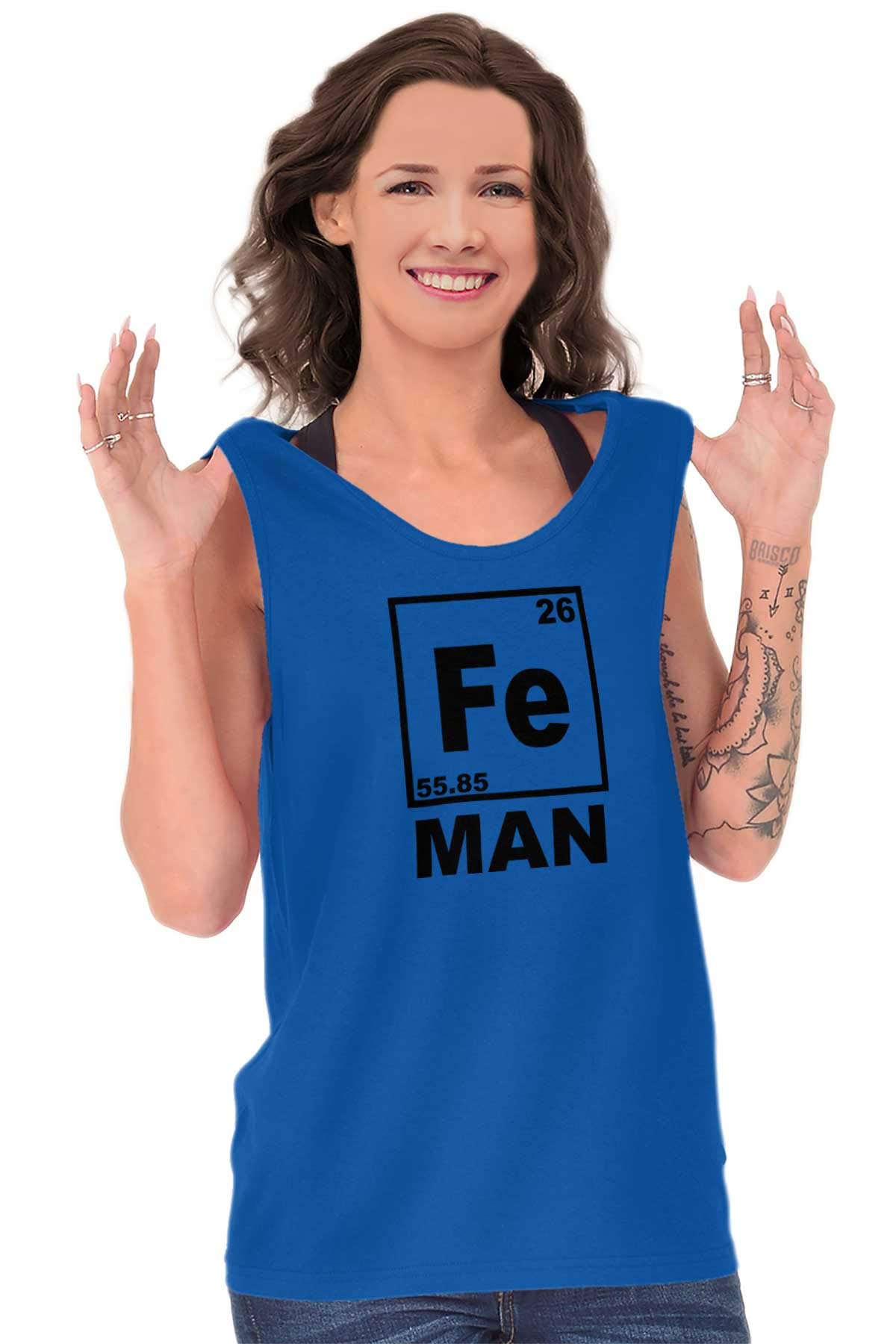 Fe Iron Science Elements Superhero Graphic Tank Top - Sleeveless Muscle Tee for Men | Perfect for Gym, Cosplay & Comic Conventions