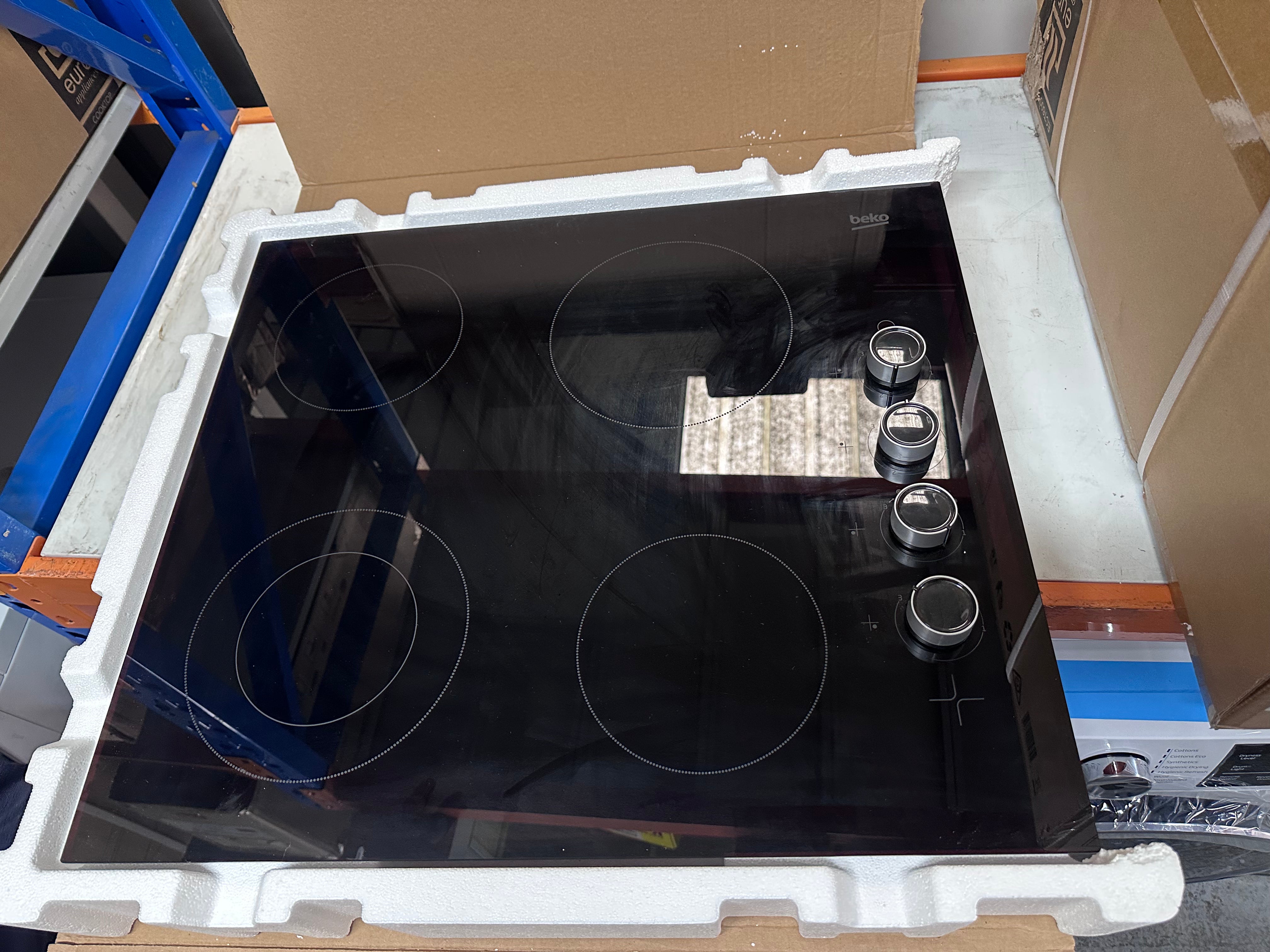 Beko 60cm Vitroceramic 4-Zone Ceramic Cooktop BCT601CG - Scratch-Resistant Glass, Made in Turkey - Perfect for Modern Kitchens, Apartments & Small Spaces